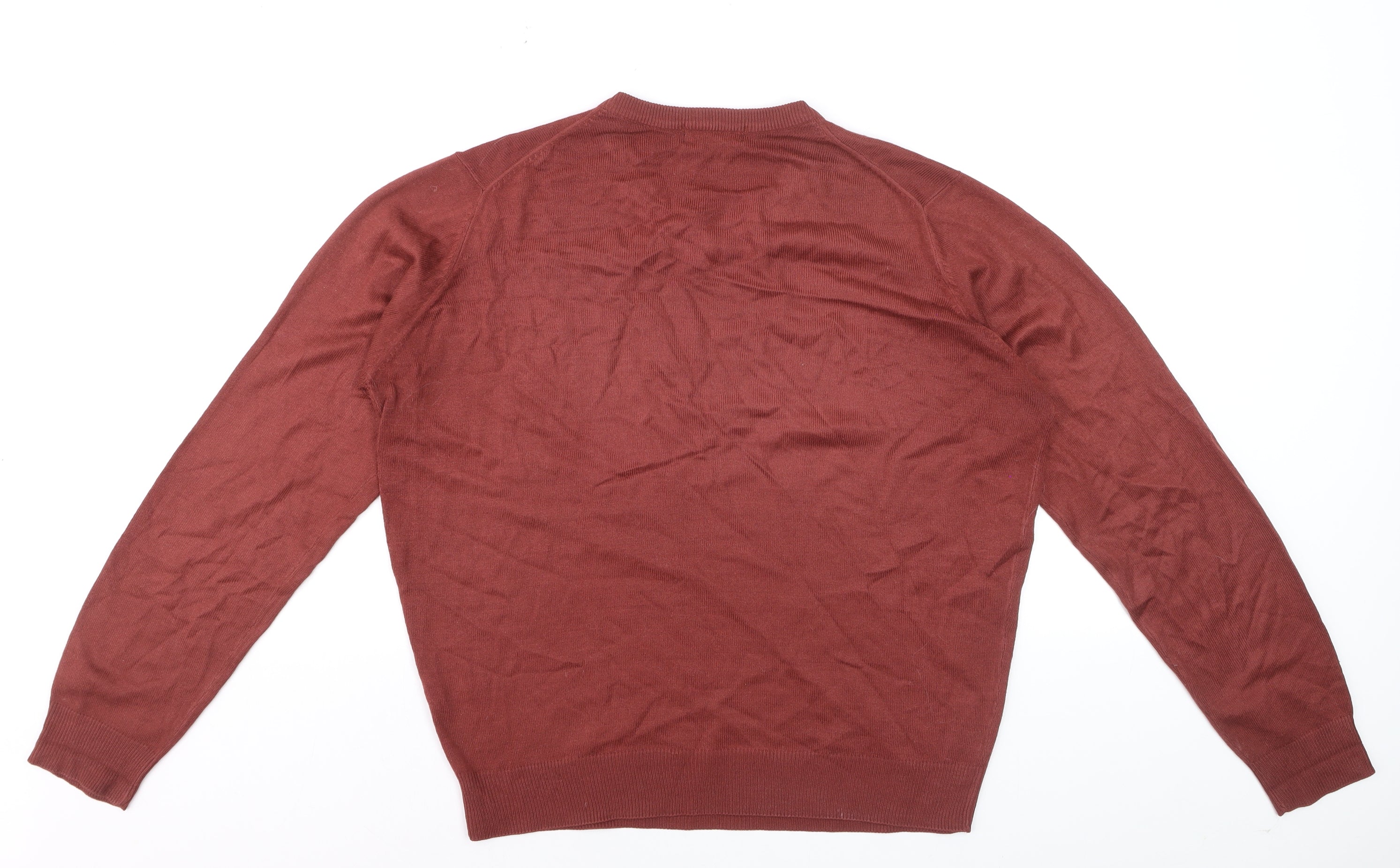 Mens James Pringle Size S Pullover Jumper Brown V-Neck Long Sleeve Casual - close detail