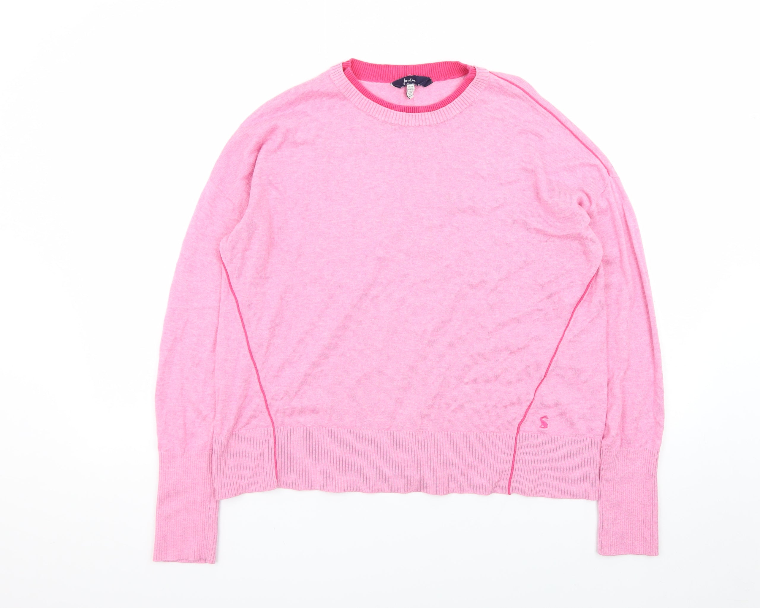 Joules Womens Pullover Jumper Size 10 Pink Crew Neck Long Sleeve Casual - reverse view
