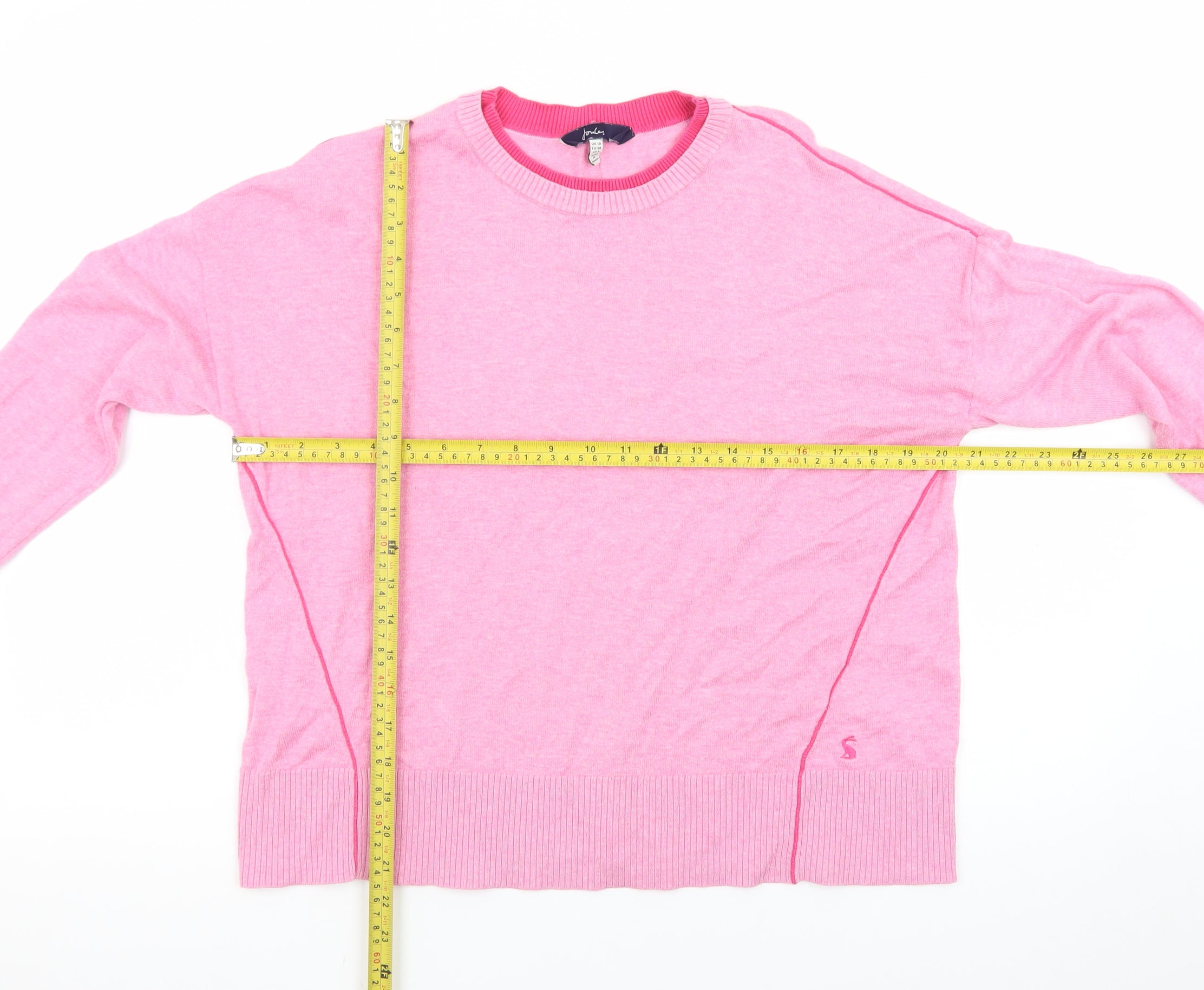 Joules Womens Pullover Jumper Size 10 Pink Crew Neck Long Sleeve Casual - label detail