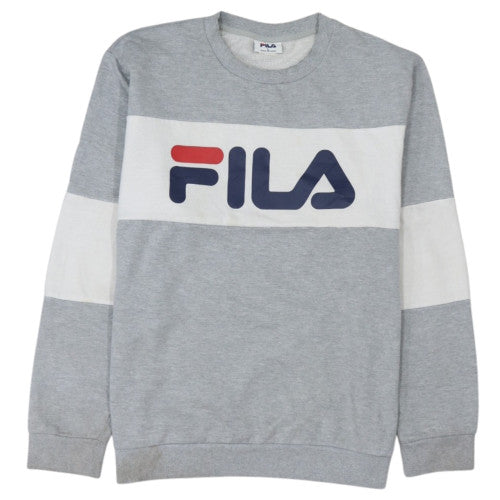 FILA Mens Pullover Sweatshirt Size L Grey Graphic Print Long Sleeve Logo - reverse view