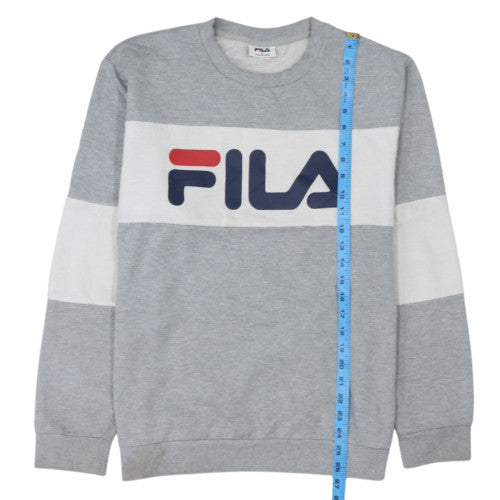 FILA Mens Pullover Sweatshirt Size L Grey Graphic Print Long Sleeve Logo - close detail