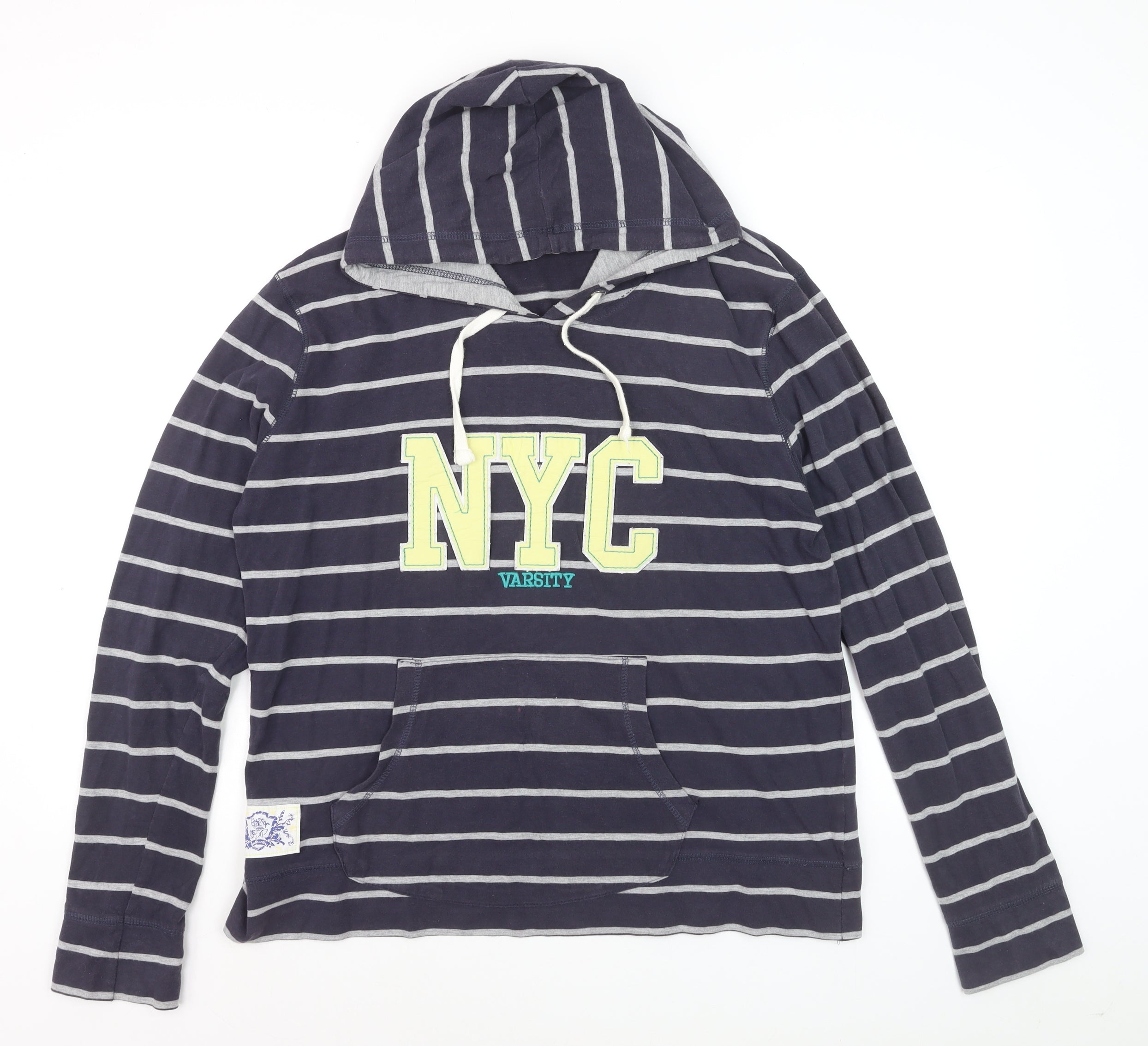 Womens South Size 18 Pullover Hoodie Blue Striped Long Sleeve Casual Hooded Logo - reverse view