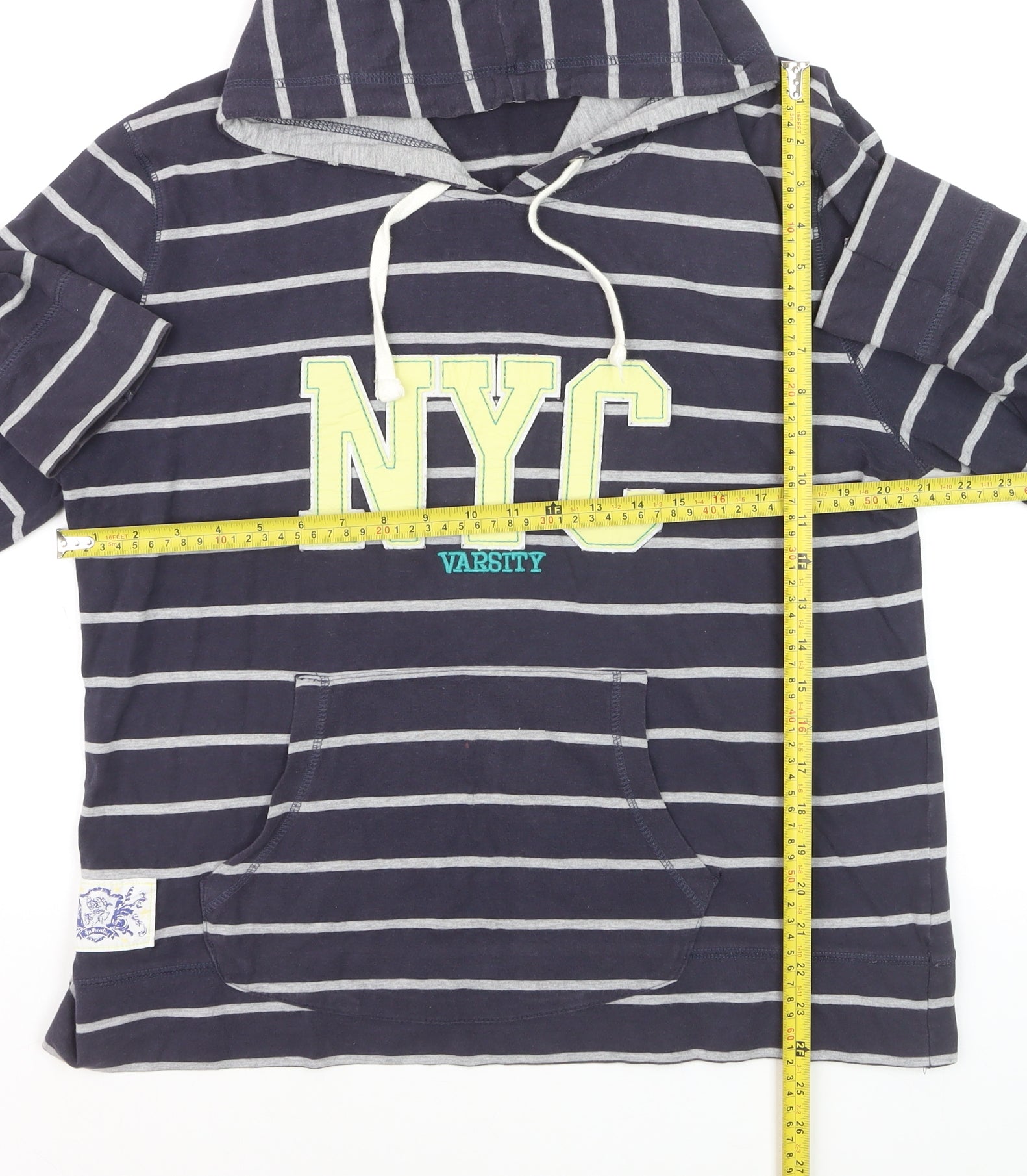 Womens South Size 18 Pullover Hoodie Blue Striped Long Sleeve Casual Hooded Logo - label detail