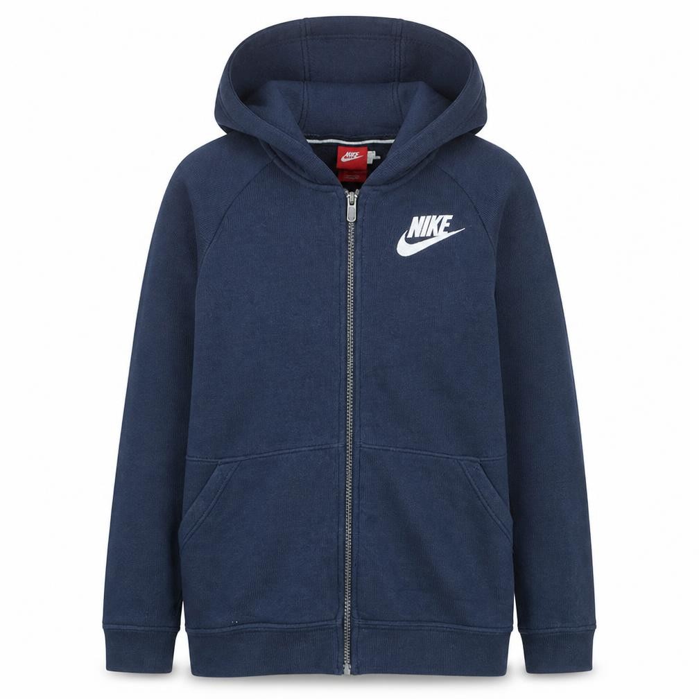 Womens Nike Size L Full Zip Hoodie Blue Long Sleeve Casual Logo - front view