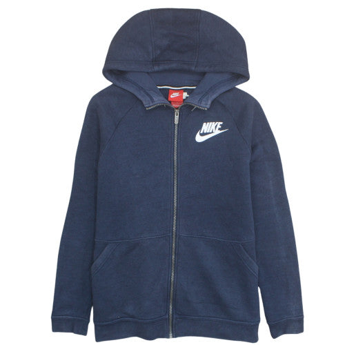Womens Nike Size L Full Zip Hoodie Blue Long Sleeve Casual Logo - reverse view