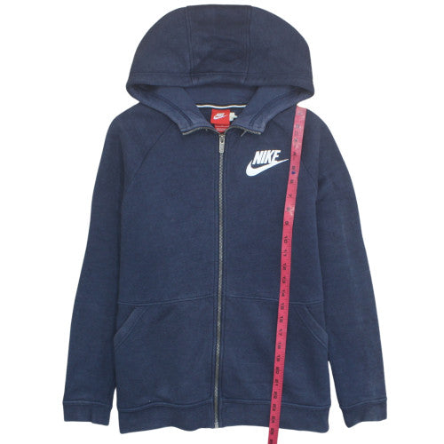 Womens Nike Size L Full Zip Hoodie Blue Long Sleeve Casual Logo - close detail