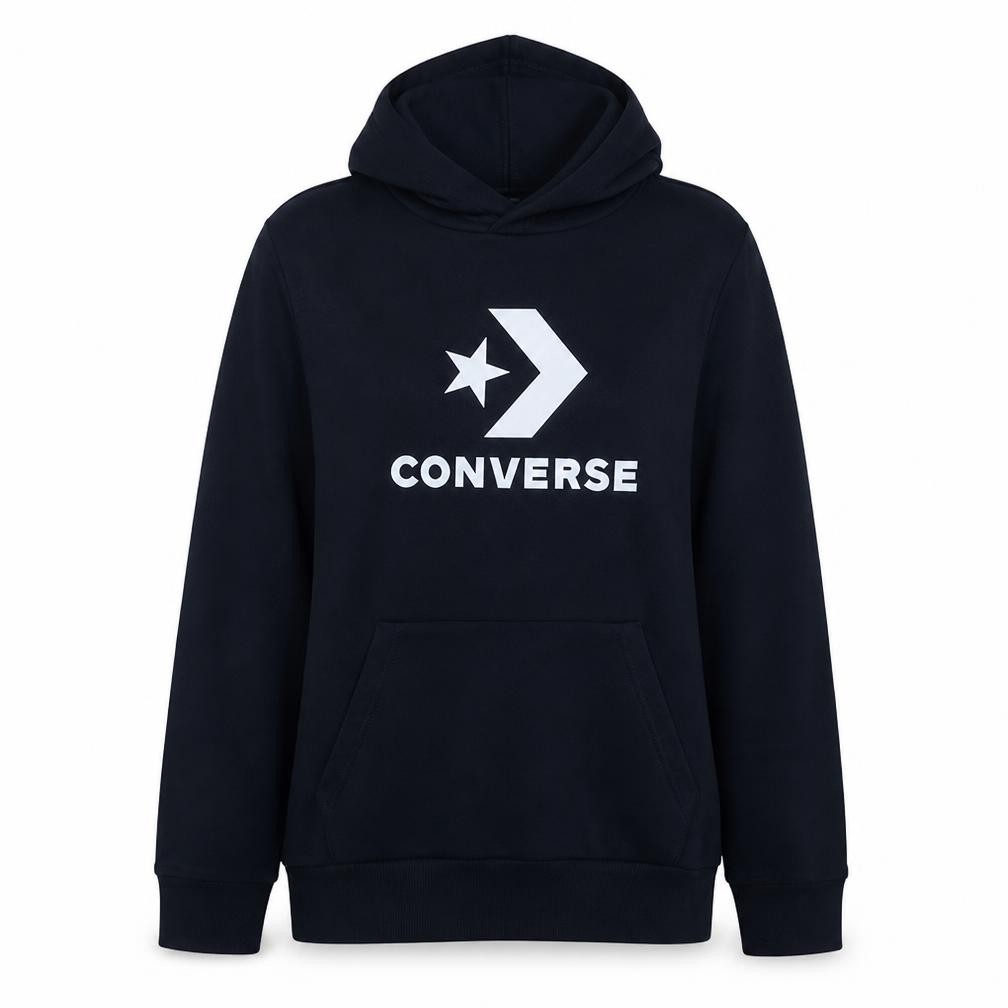 Converse Teens Pullover Hoodie Size XL Black Long Sleeve Casual Hooded Logo - front view