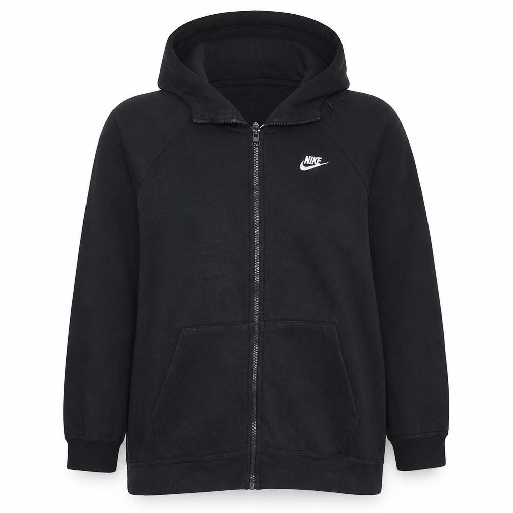Nike Womens Full Zip Hoodie Size 2XL Black Long Sleeve Activewear Logo - front view