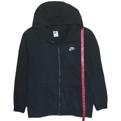 Nike Womens Full Zip Hoodie Size 2XL Black Long Sleeve Activewear Logo - close detail