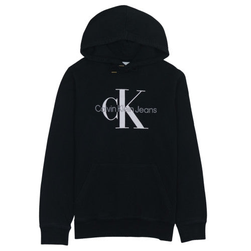 Calvin Klein Jeans Mens Pullover Hoodie Size L Black Graphic Print Long Sleeve - reverse view
