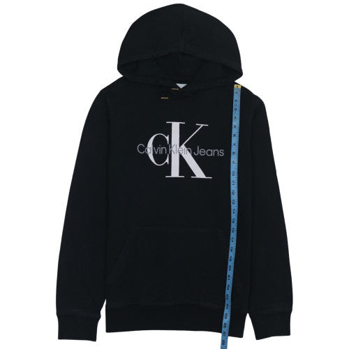 Calvin Klein Jeans Mens Pullover Hoodie Size L Black Graphic Print Long Sleeve - close detail