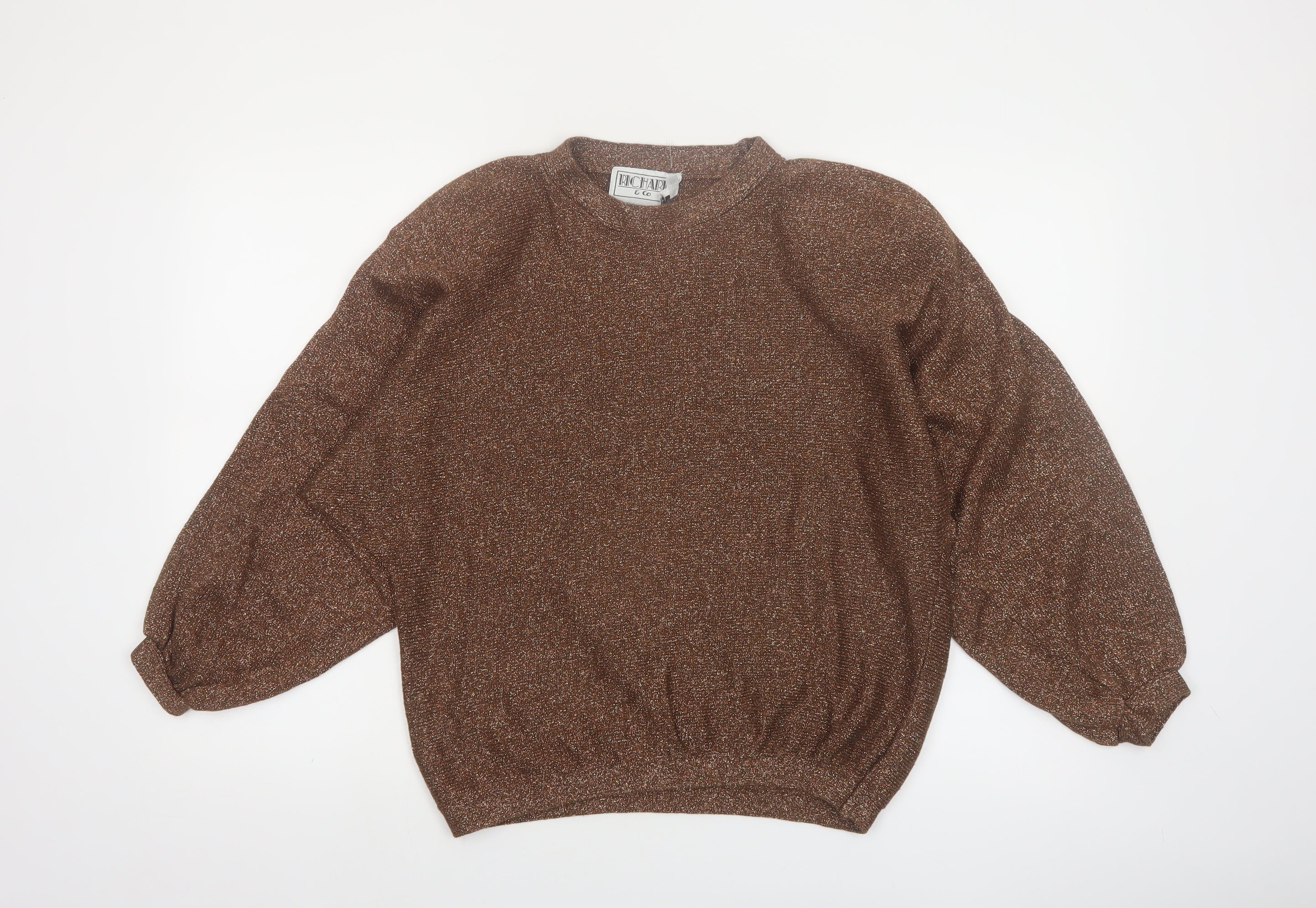 Richard & Co. Womens Pullover Jumper Size S Brown Mock Neck Long Sleeve Casual - reverse view