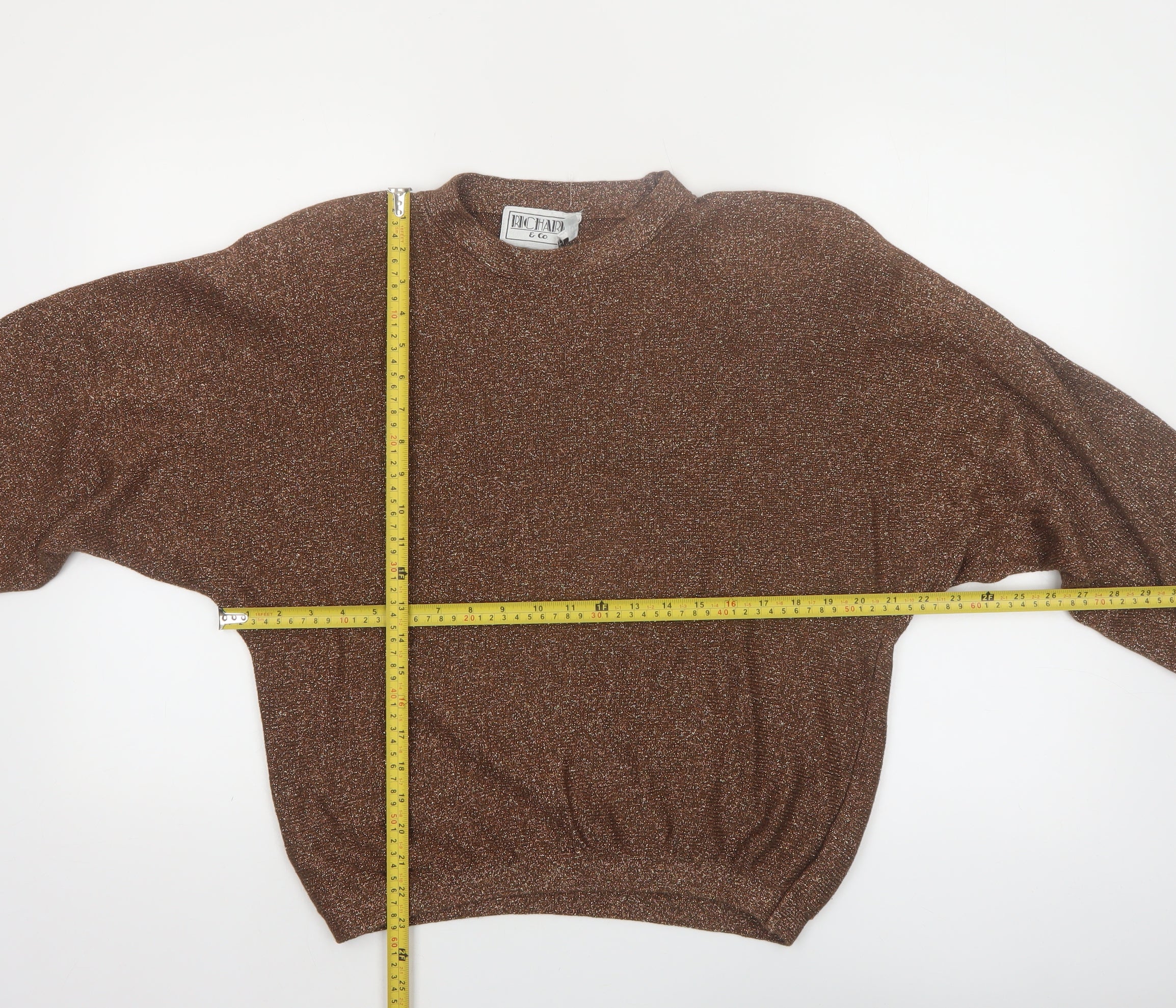 Richard & Co. Womens Pullover Jumper Size S Brown Mock Neck Long Sleeve Casual - label detail
