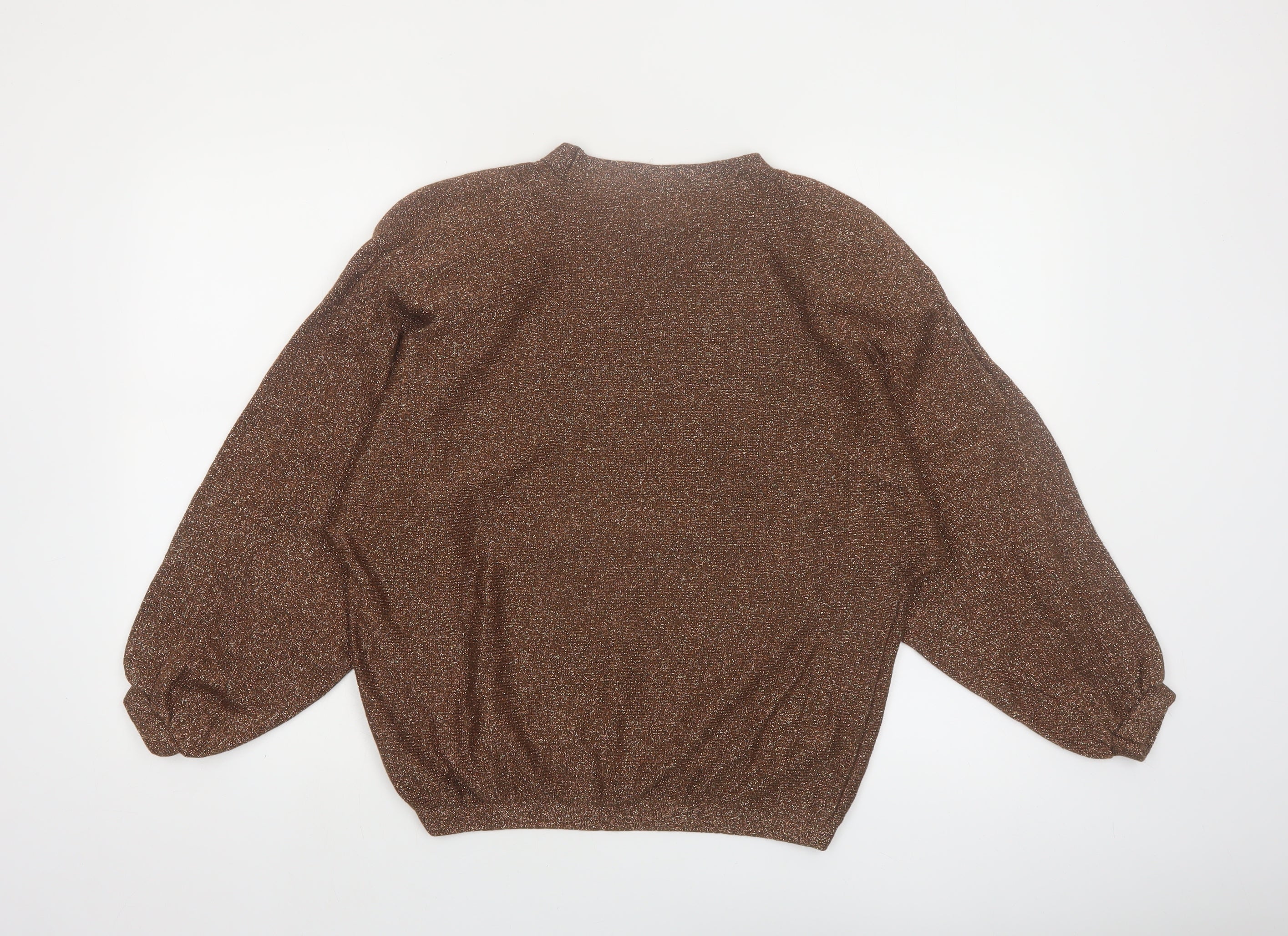 Richard & Co. Womens Pullover Jumper Size S Brown Mock Neck Long Sleeve Casual - close detail