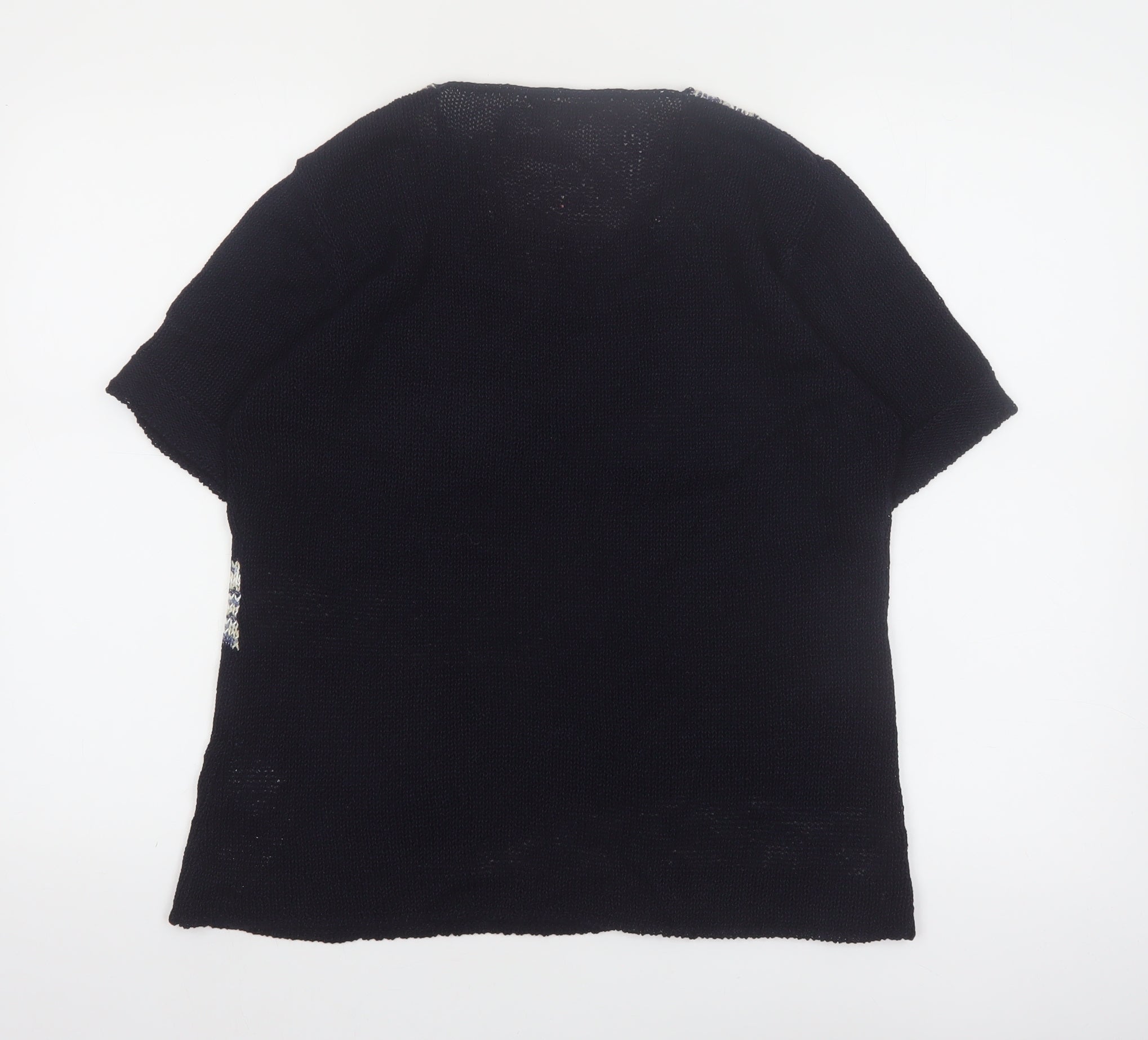 Womens Anne Smith Size L/XL Pullover Jumper Black Round Neck Geometric Casual - close detail