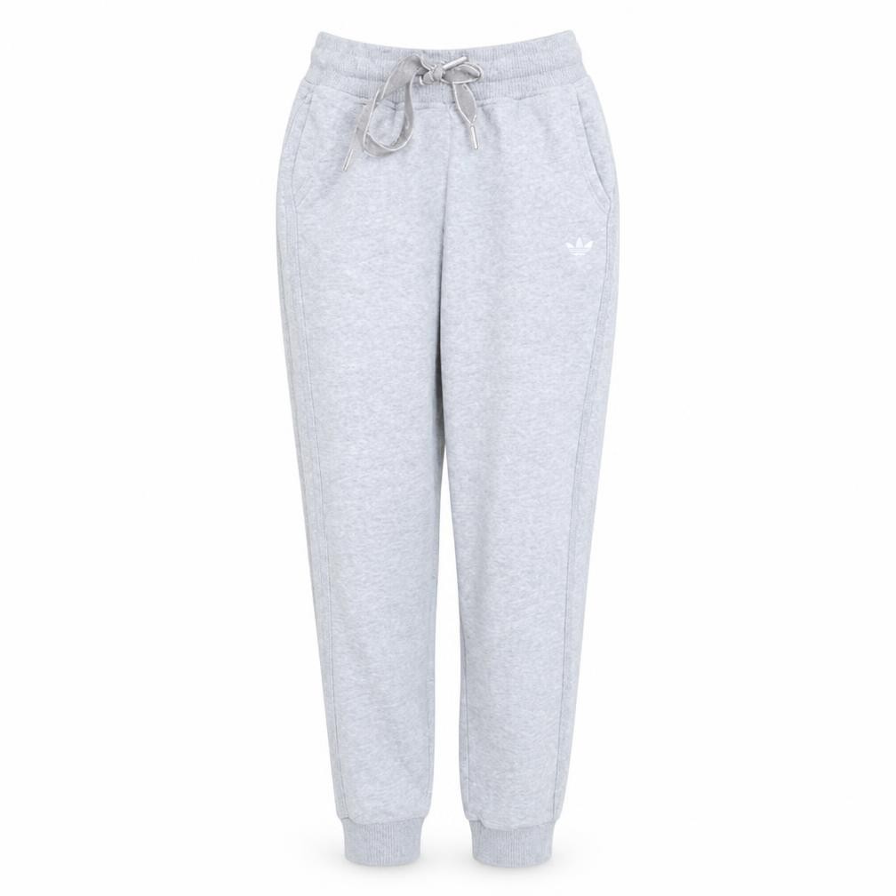 adidas Womens Jogger Trousers Size 12 Grey Casual Elastic Waist Logo - front view