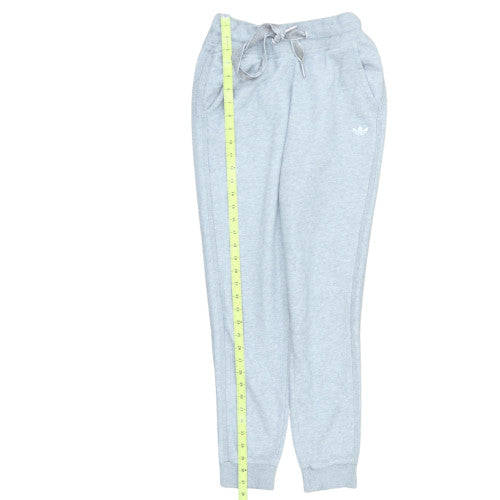 adidas Womens Jogger Trousers Size 12 Grey Casual Elastic Waist Logo - close detail