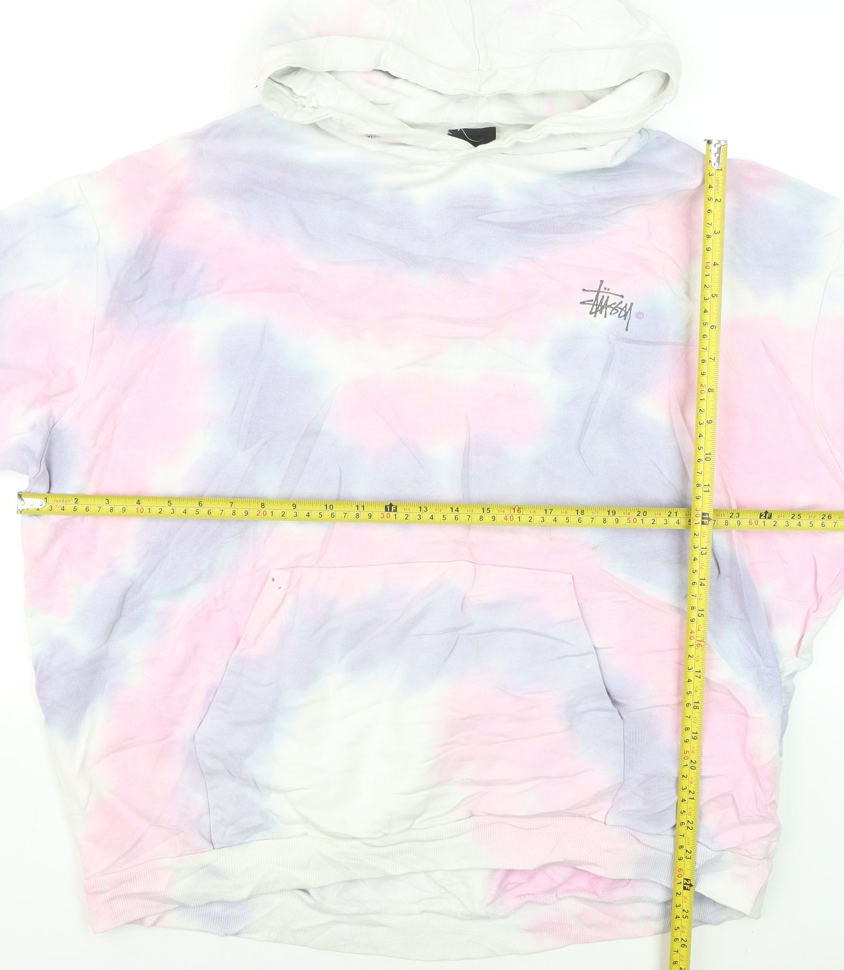 Stussy Womens Pullover Hoodie Size 10 Multicoloured Colourblock Long Sleeve Logo - label detail