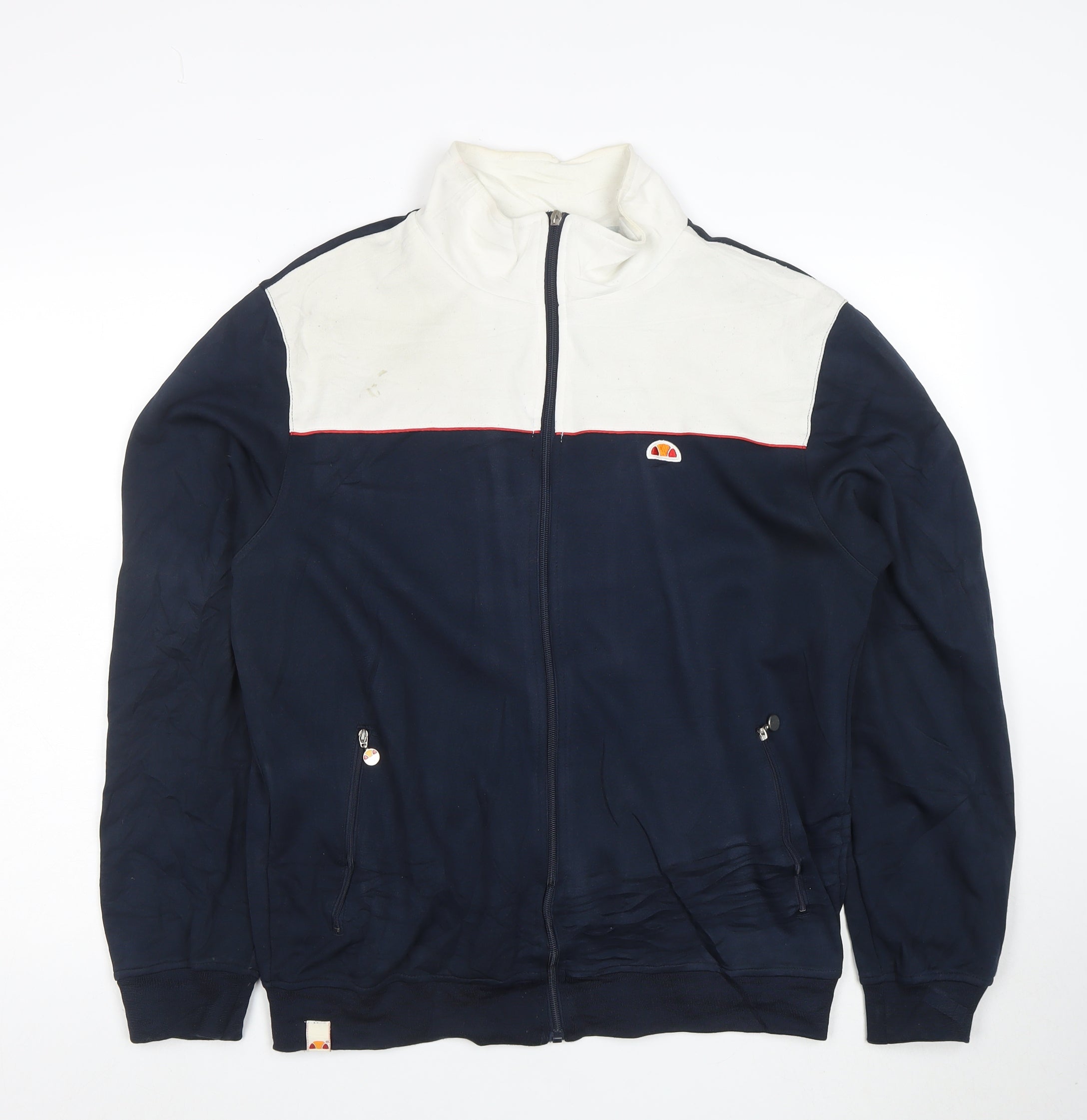 ellesse Mens Full Zip Sweatshirt Size L Blue Long Sleeve Logo - reverse view