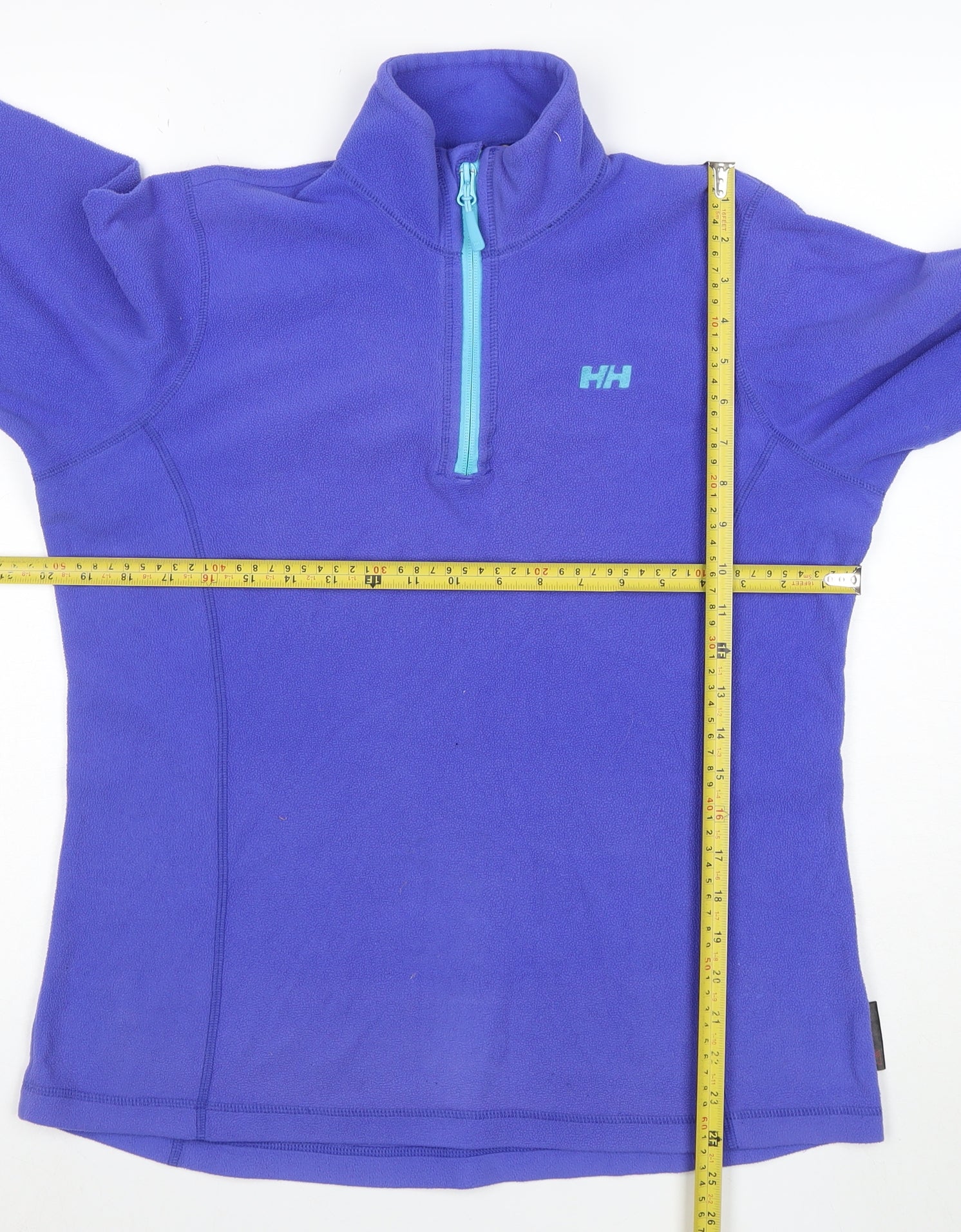 Womens Helly Hansen Size L Pullover Sweatshirt Blue Long Sleeve Activewear Logo - close detail