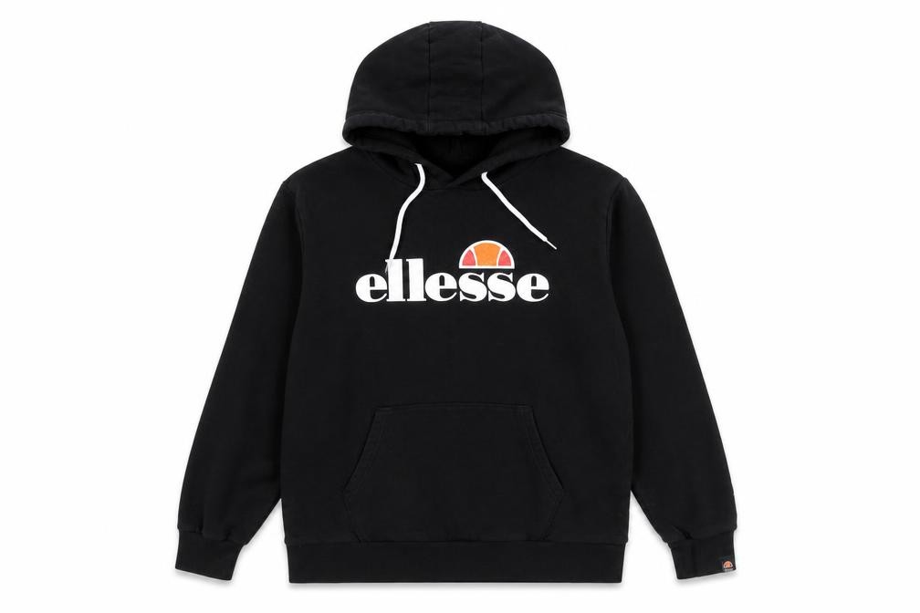 ellesse Womens Pullover Hoodie Size 20 Black Long Sleeve Casual Hooded Logo - front view