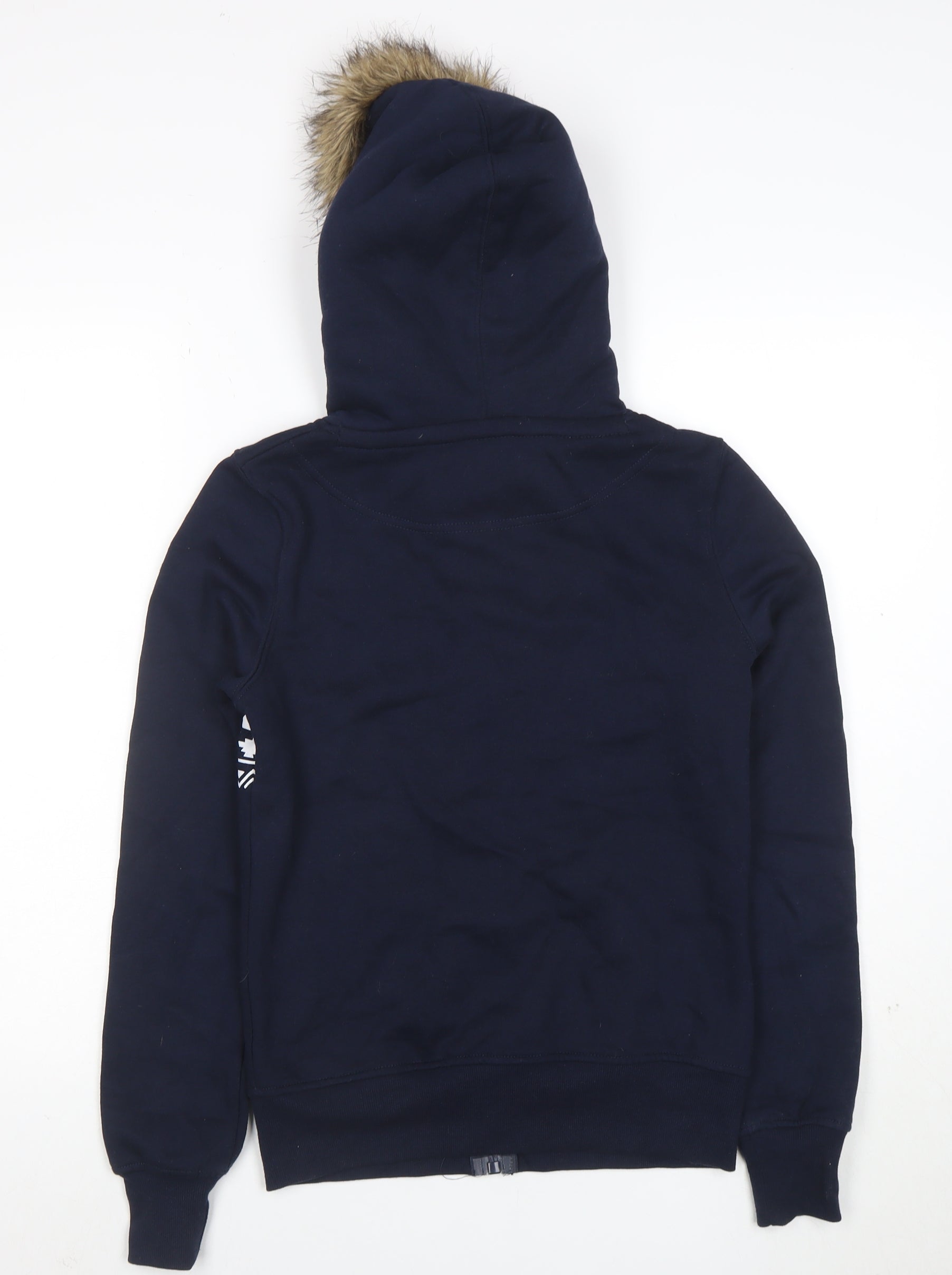 Brave Soul Womens Full Zip Hoodie Size XS Blue Fair Isle Long Sleeve Casual - label detail