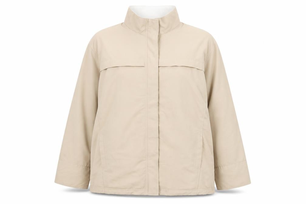 Marks & Spencer Womens Rain Coat Jacket Size 18 Beige Mid-Length Long Sleeve Zip - front view