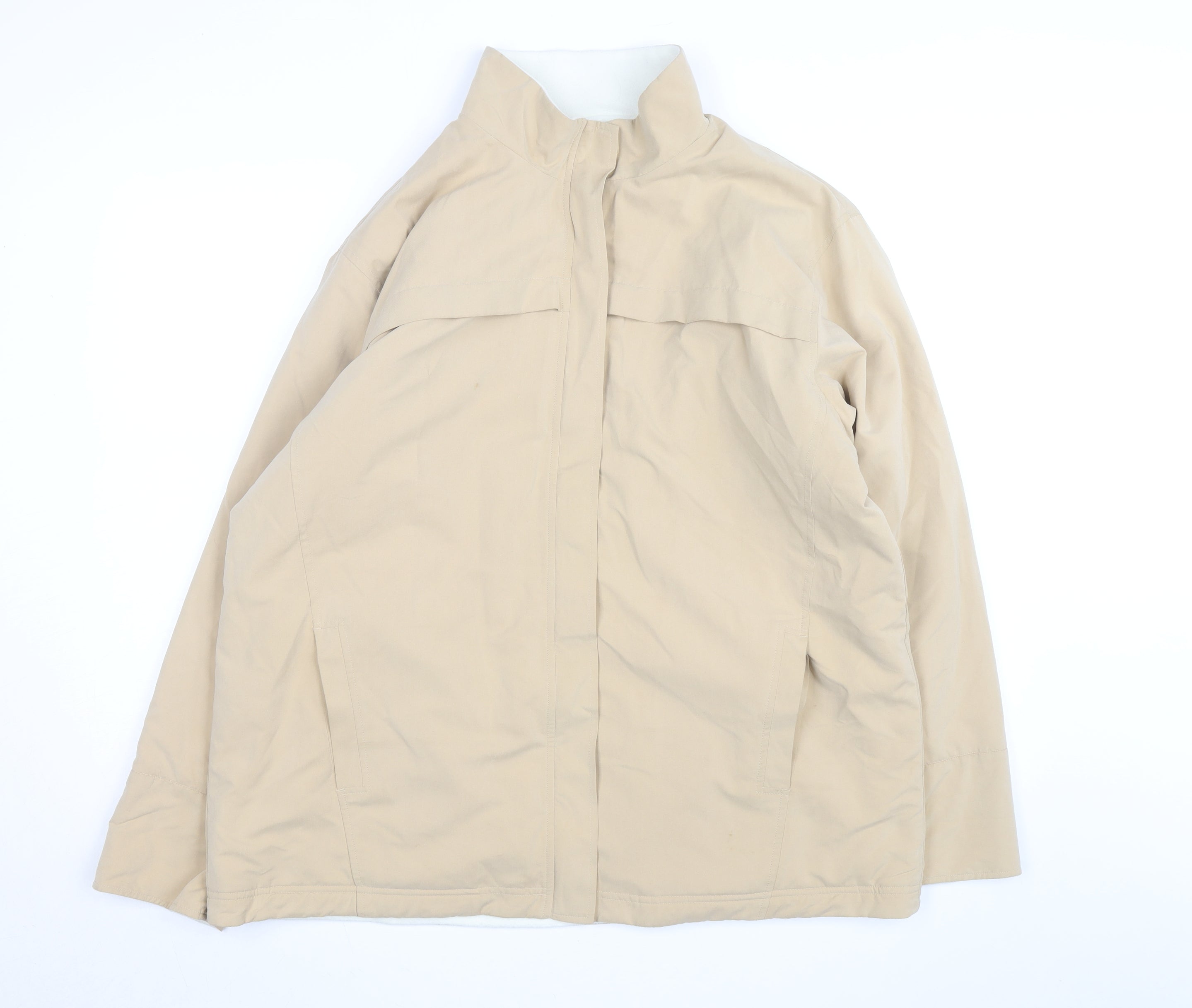 Marks & Spencer Womens Rain Coat Jacket Size 18 Beige Mid-Length Long Sleeve Zip - reverse view