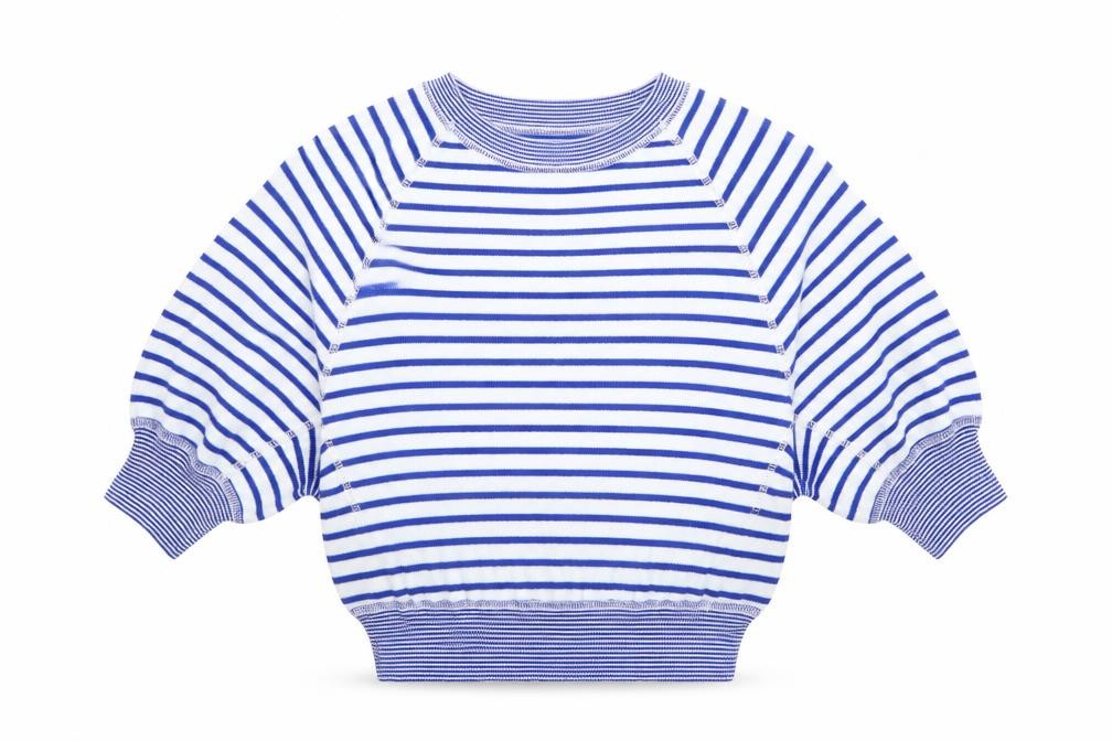 Bellerose Womens Pullover Jumper Size S Blue Crew Neck Striped Short Sleeve - front view