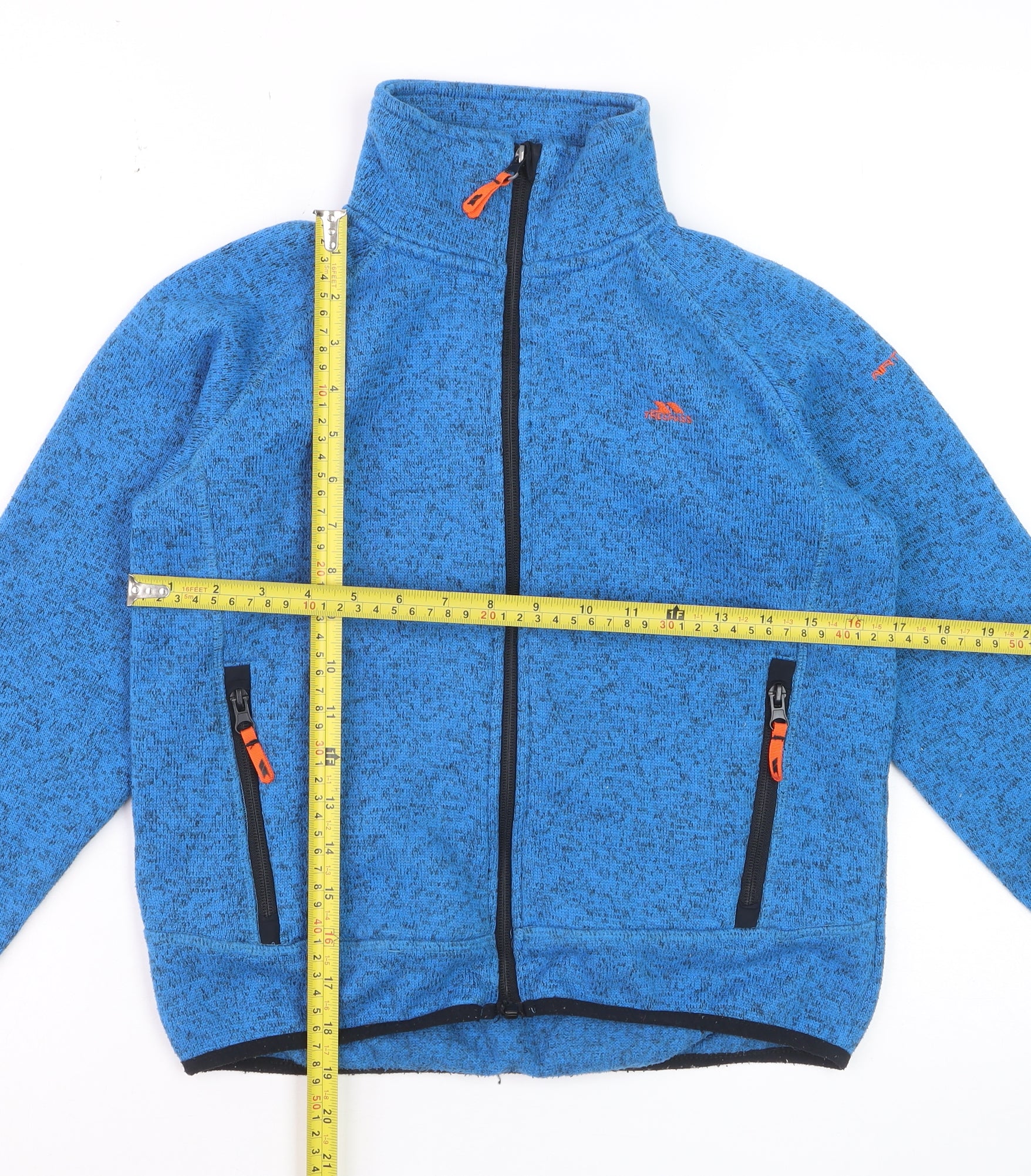 Trespass Boys Full Zip Jacket Size 9-10 Years Blue Flecked Mid-Length Casual Zip - label detail
