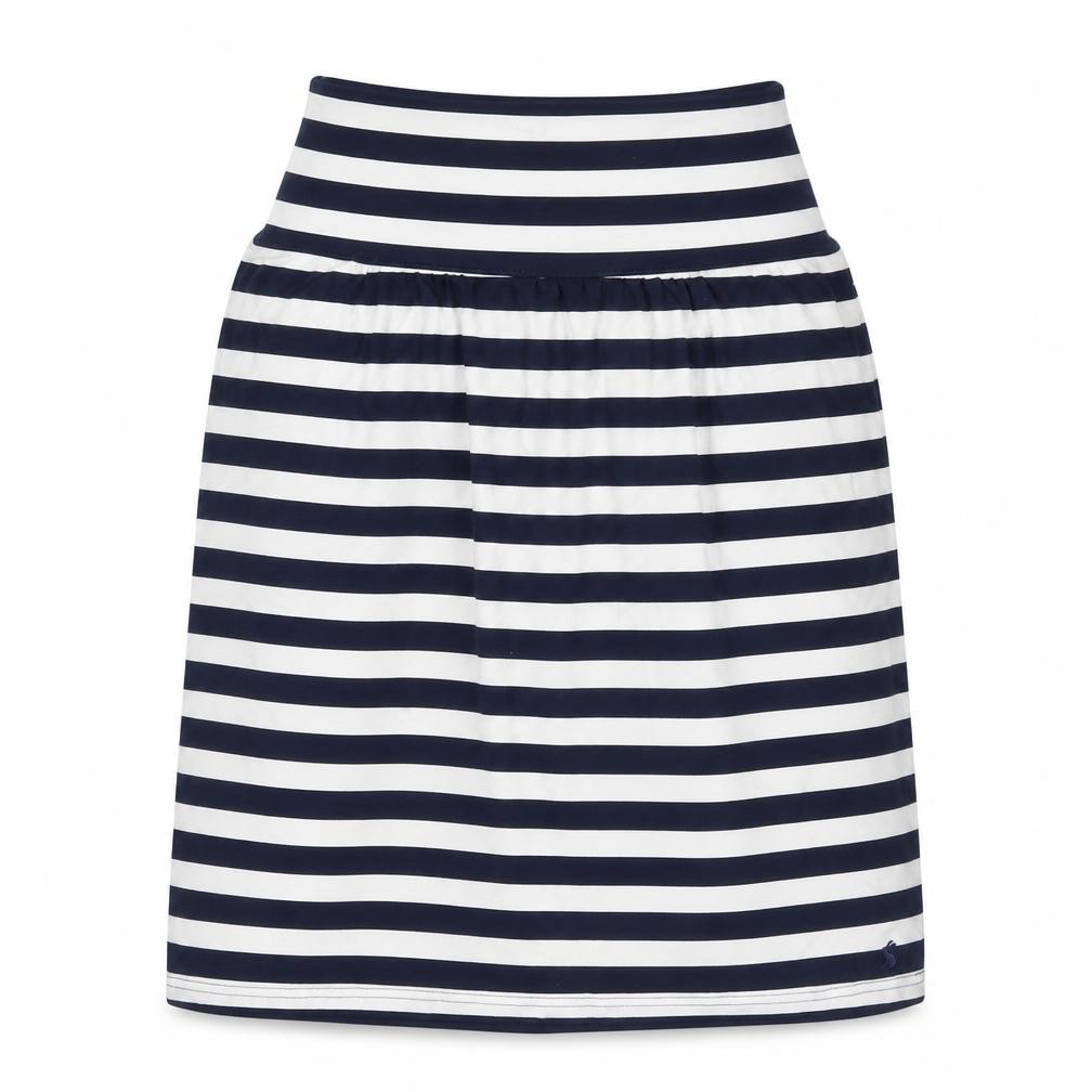Joules Womens A-Line Skirt Size 8 Blue Striped Casual Elastic Waist - front view