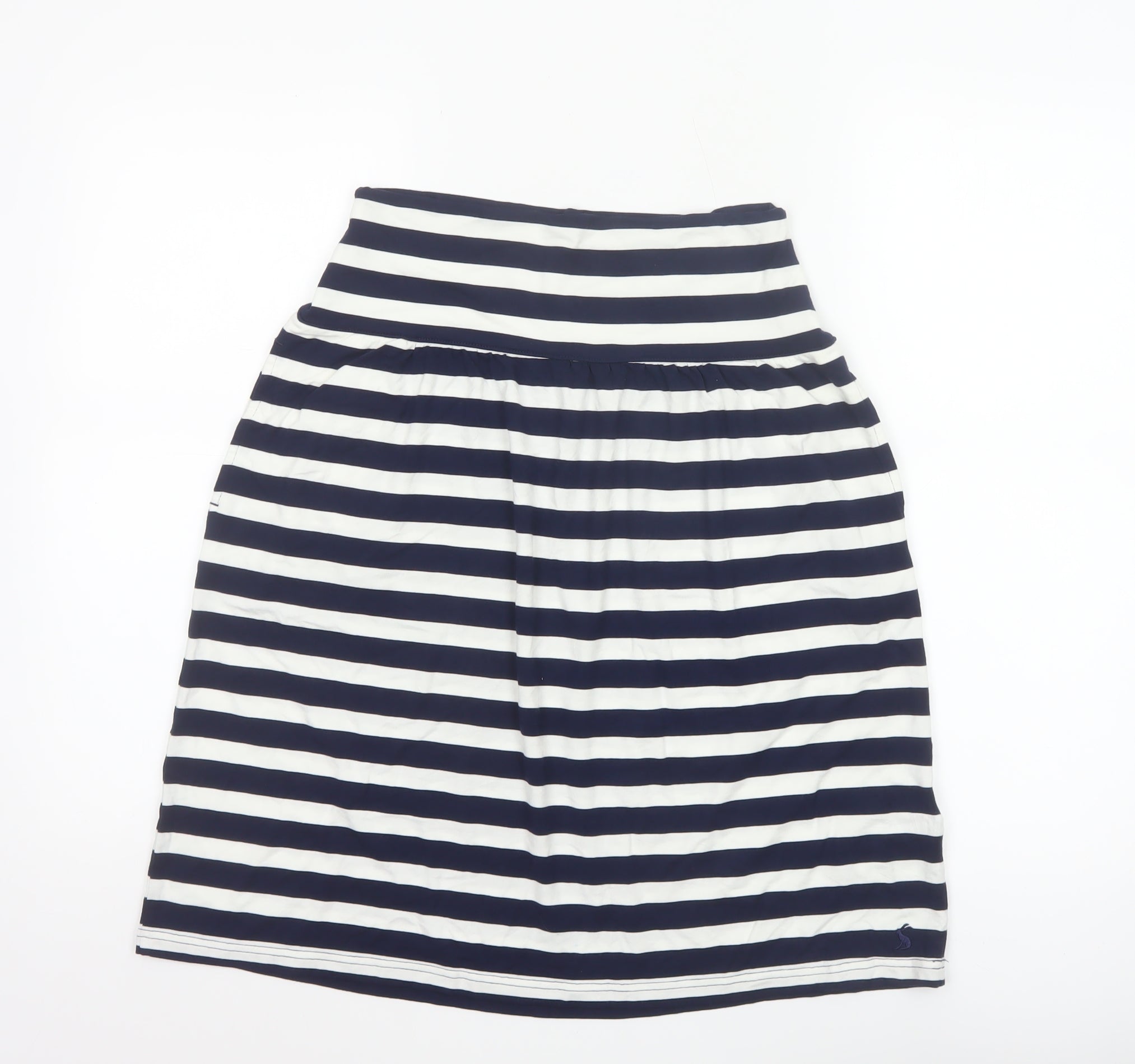 Joules Womens A-Line Skirt Size 8 Blue Striped Casual Elastic Waist - reverse view