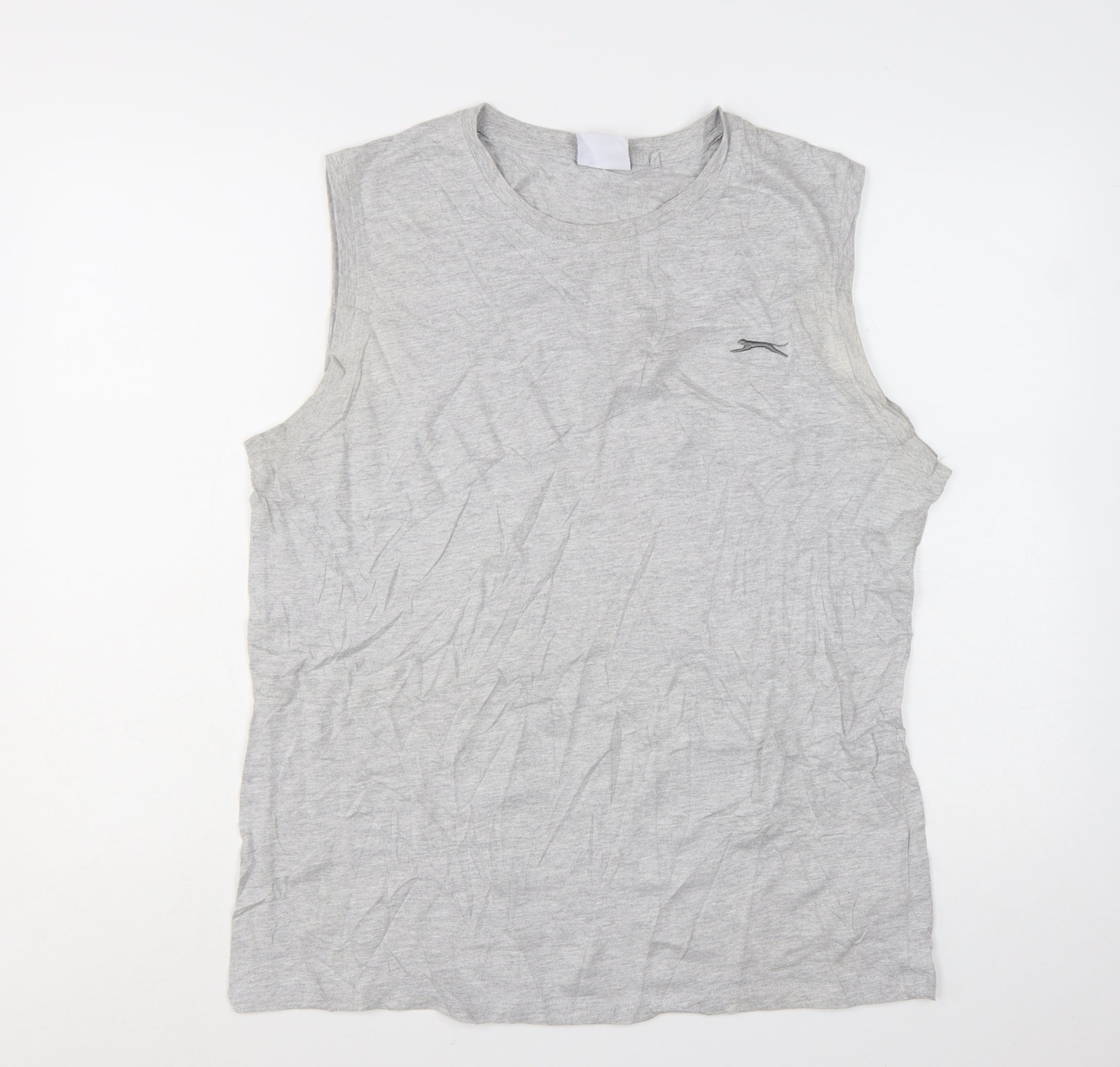 Slazenger Womens Basic Tank Size L Grey Solid Crew Neck Sleeveless Casual - reverse view