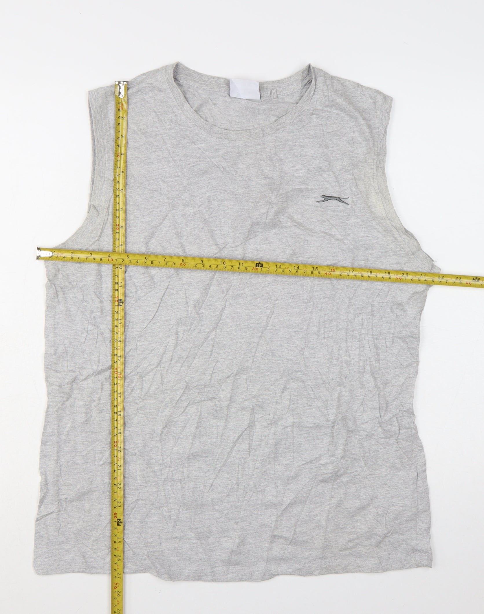 Slazenger Womens Basic Tank Size L Grey Solid Crew Neck Sleeveless Casual - label detail