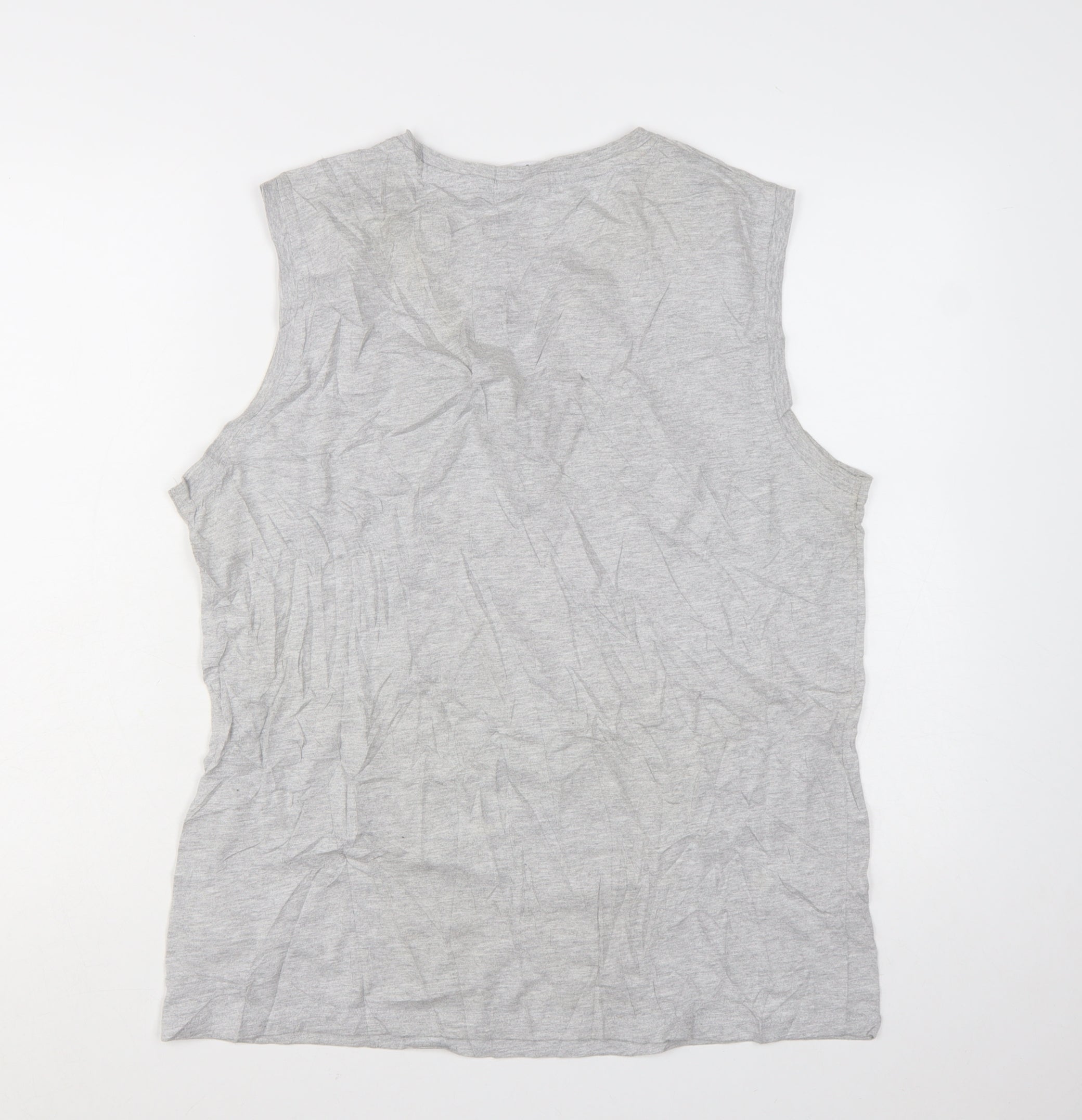 Slazenger Womens Basic Tank Size L Grey Solid Crew Neck Sleeveless Casual - close detail