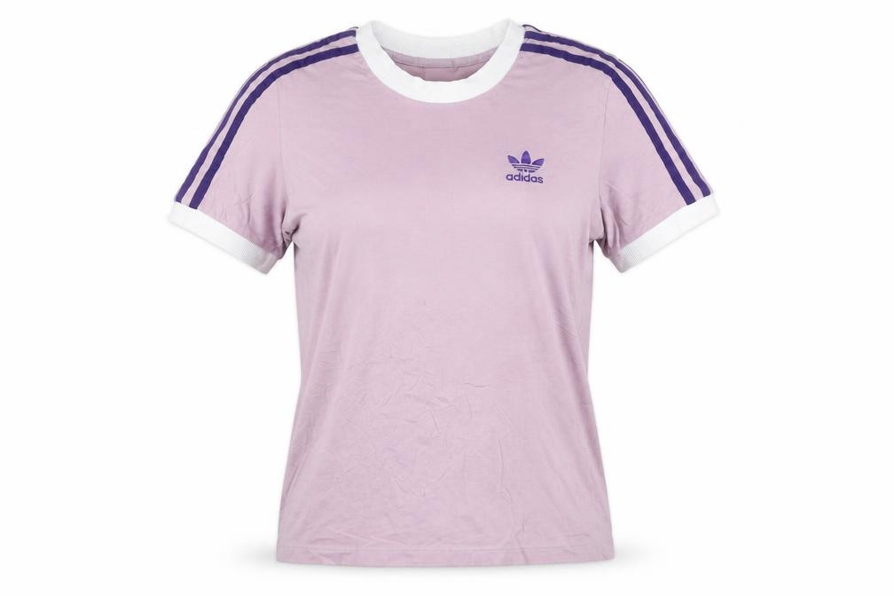 adidas Womens Ringer T-Shirt Size 10 Pink Solid Crew Neck Short Sleeve Casual - front view