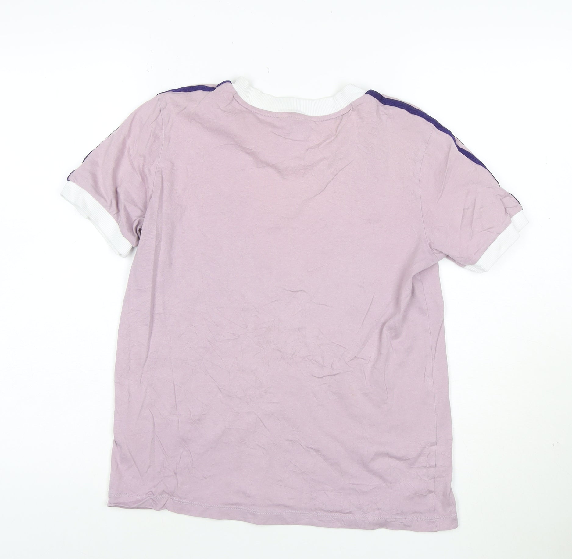 adidas Womens Ringer T-Shirt Size 10 Pink Solid Crew Neck Short Sleeve Casual - label detail