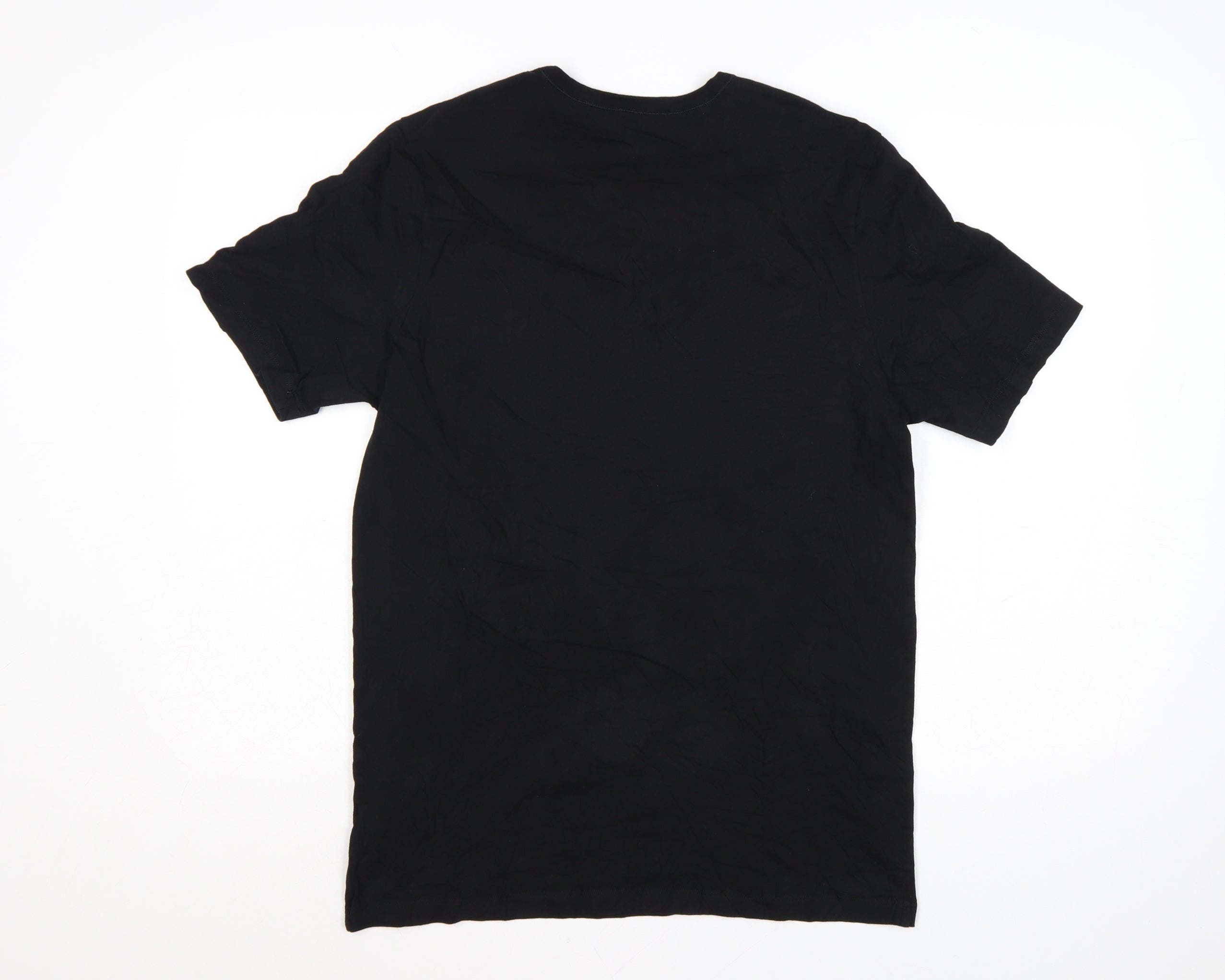 HUGO BOSS Mens T-Shirt Size L Black Solid Crew Neck Short Sleeve Breathable Logo - close detail