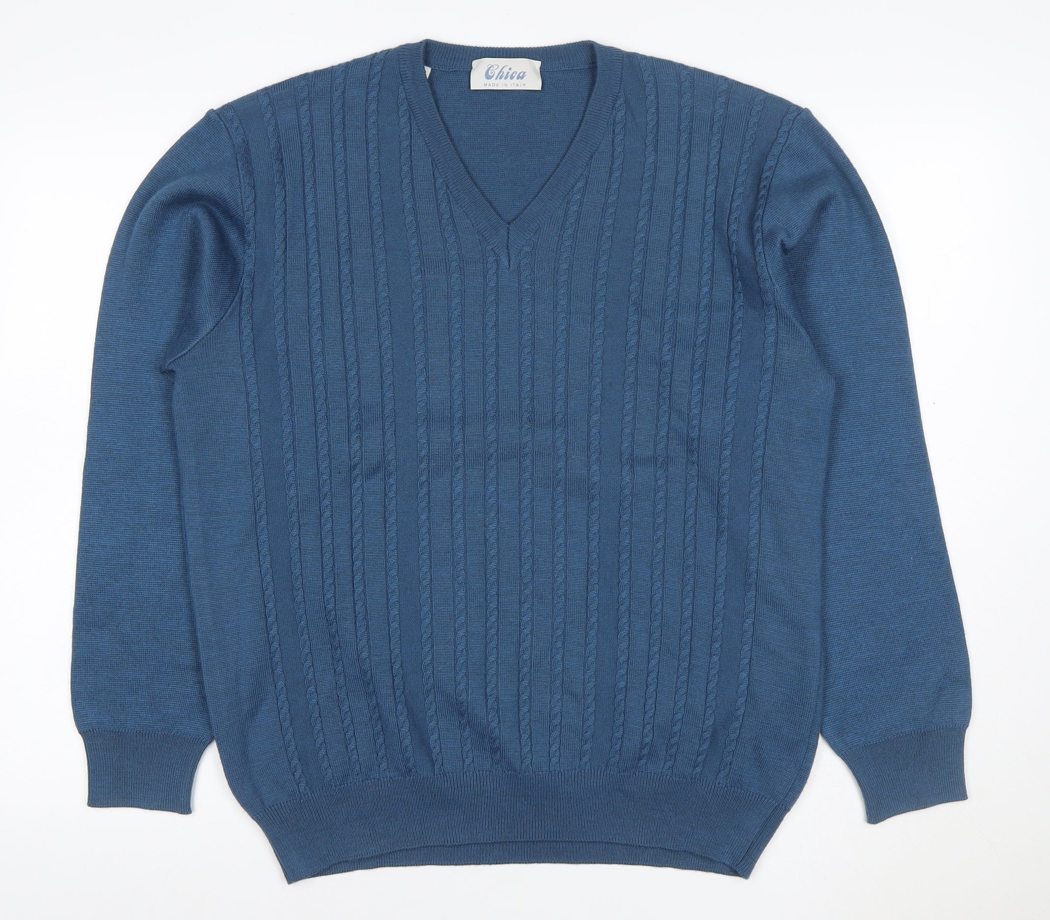 Womens Chica Size 22 Pullover Jumper Blue V-Neck Long Sleeve Casual - reverse view