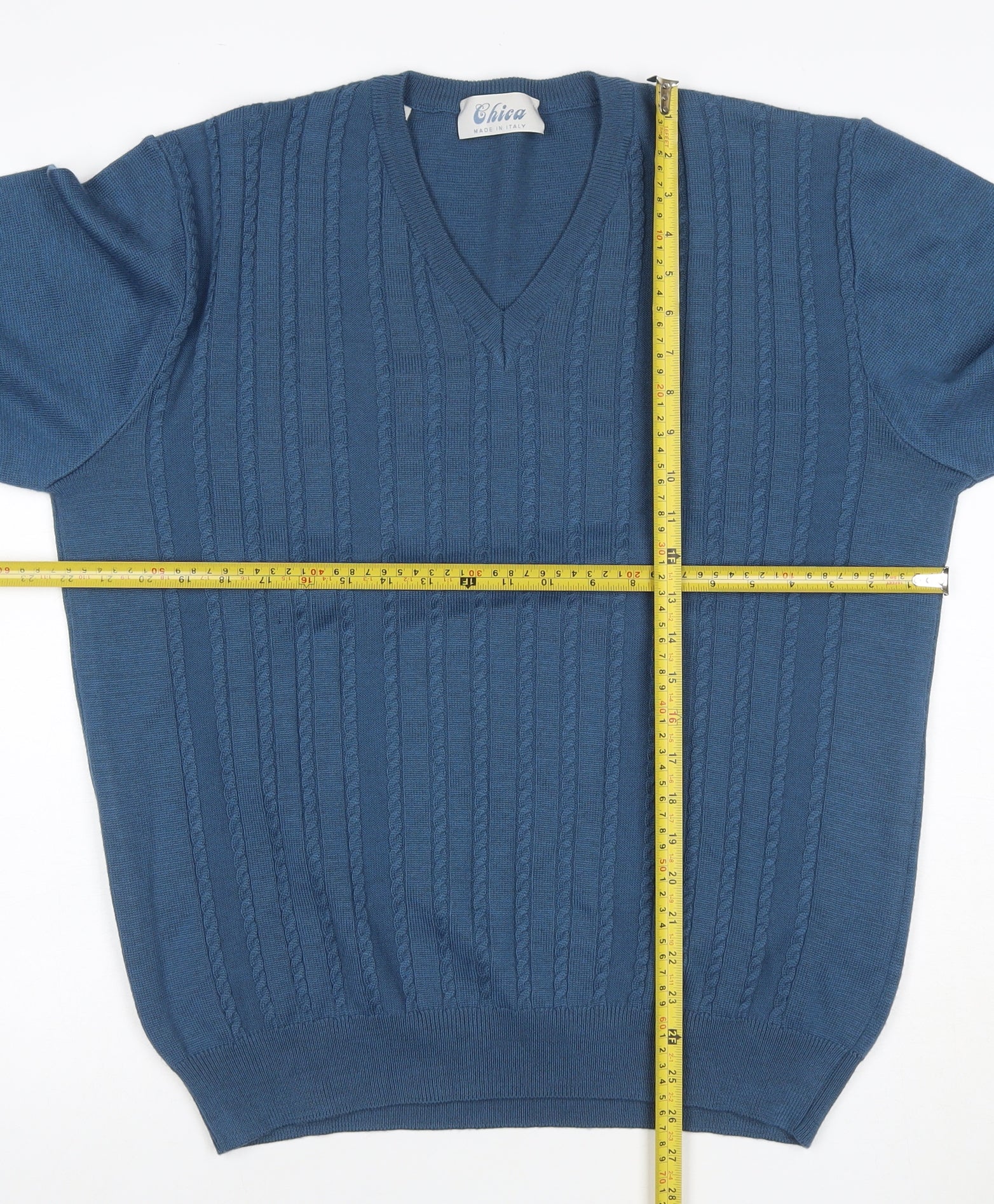 Womens Chica Size 22 Pullover Jumper Blue V-Neck Long Sleeve Casual - close detail