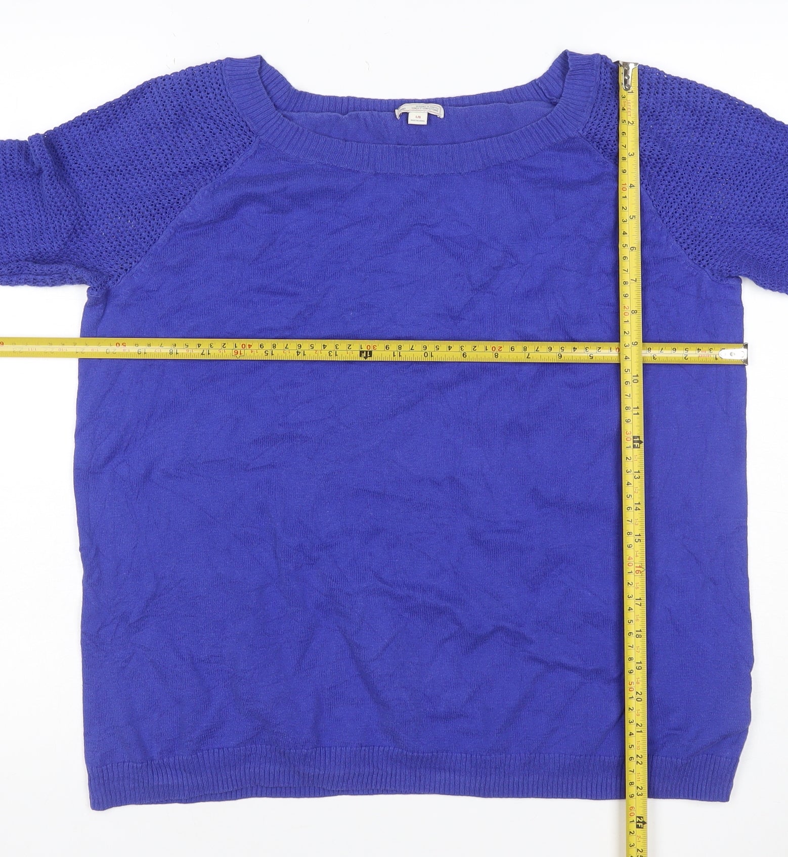 Gap Womens Pullover Jumper Size L Blue Crew Neck Long Sleeve Casual Breathable - close detail
