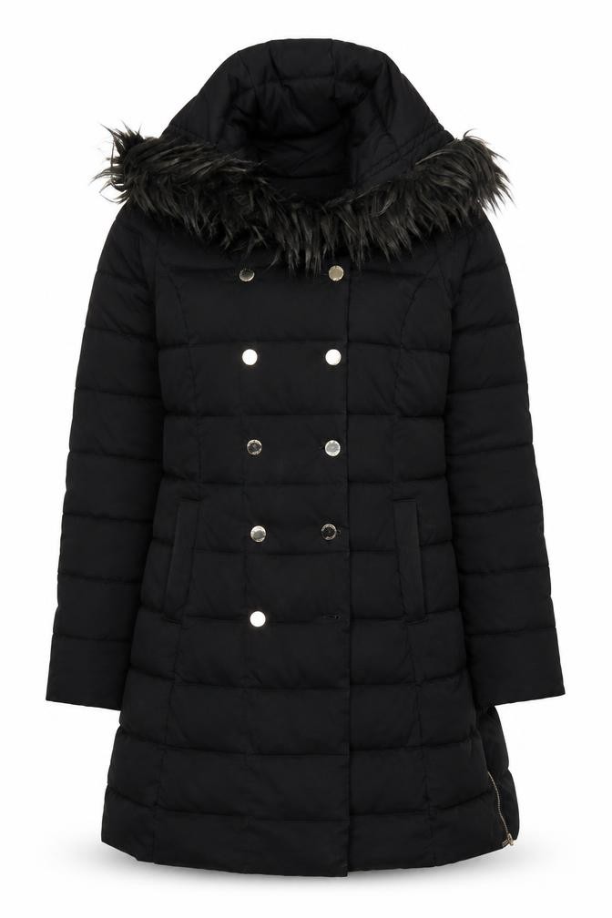 Womens Marciano for Guess Size XL Puffer Jacket Coat Black Long Long Sleeve - front view