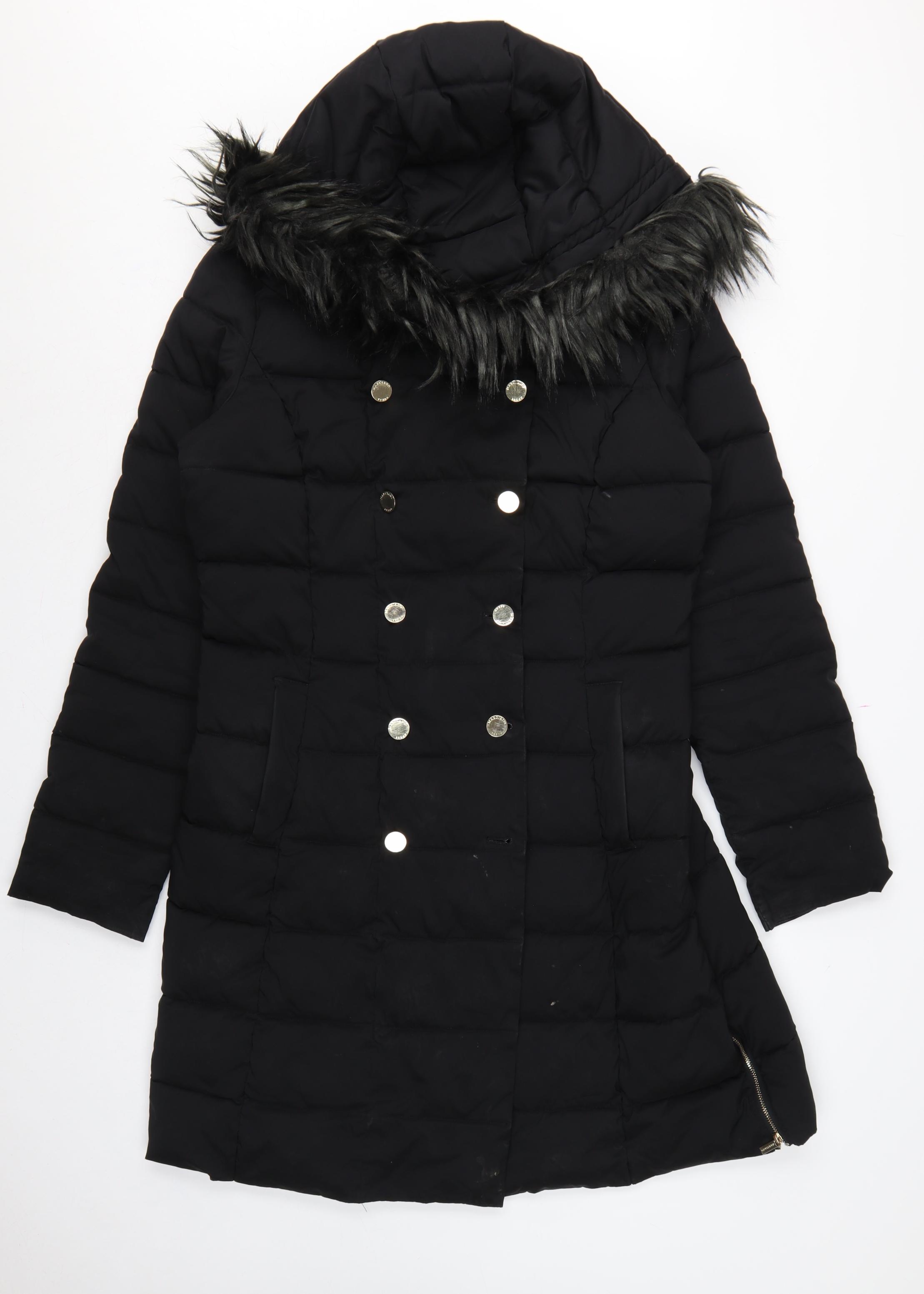 Womens Marciano for Guess Size XL Puffer Jacket Coat Black Long Long Sleeve - reverse view