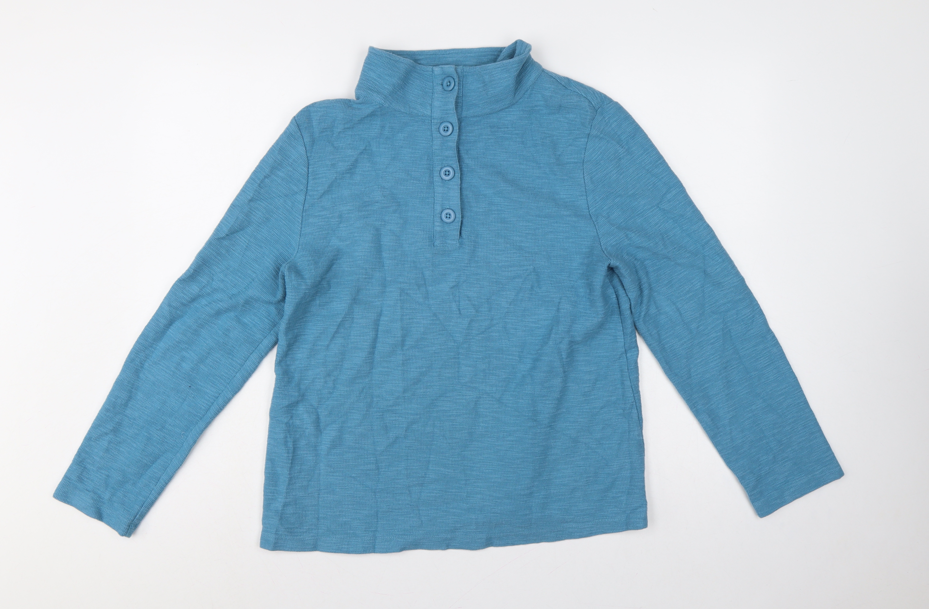 Womens Seasalt Cornwall Size 10 Henley Sweatshirt Blue Long Sleeve Casual Button - reverse view