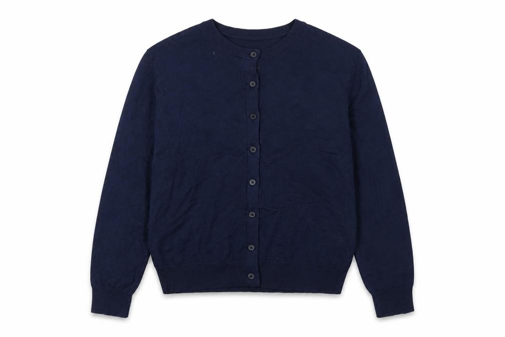 Womens Marks & Spencer Size 16 Cardigan Jumper Blue Round Neck Long Sleeve - front view
