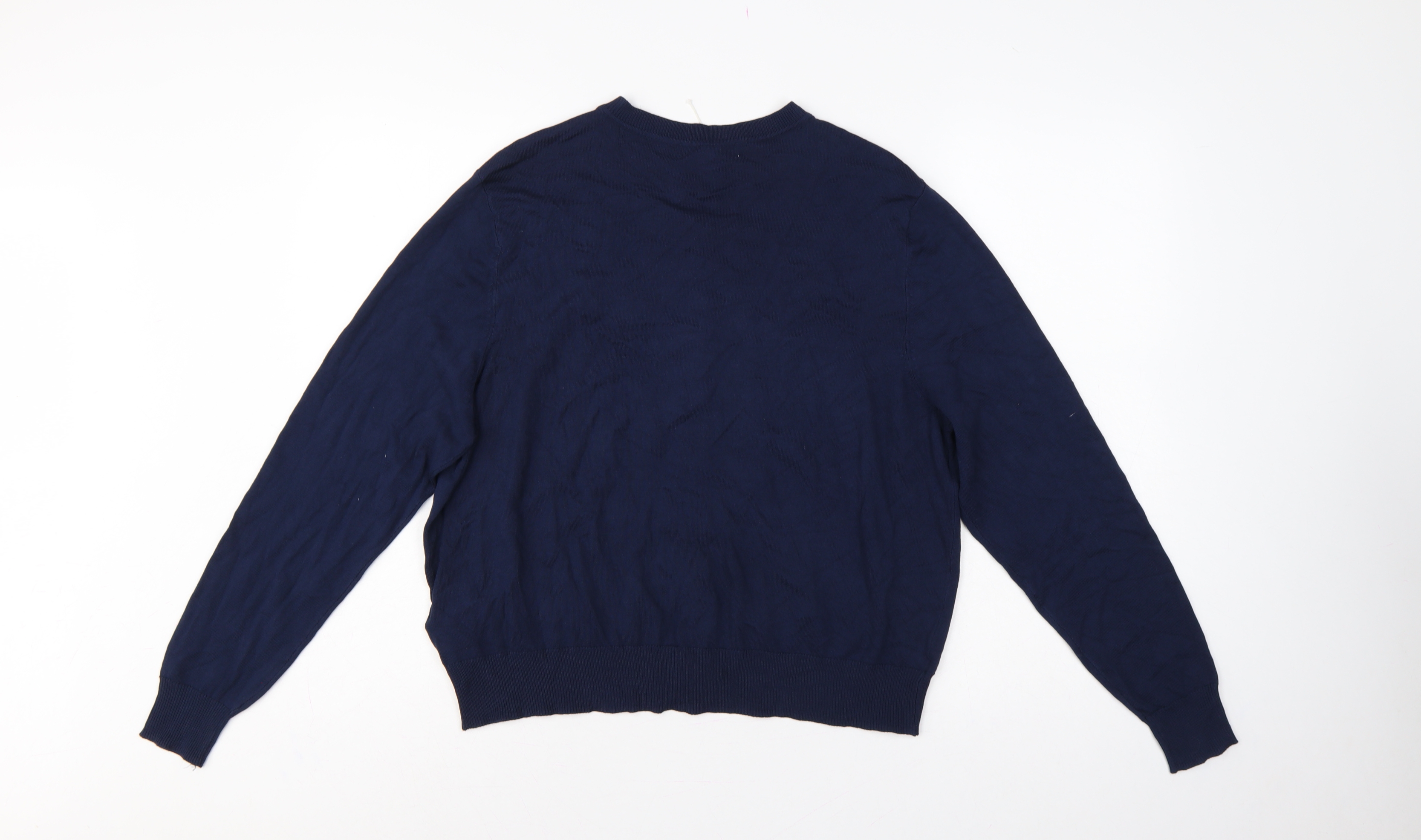 Womens Marks & Spencer Size 16 Cardigan Jumper Blue Round Neck Long Sleeve - close detail