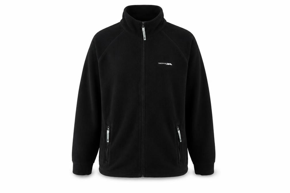 Mens Trespass Size L Basic Jacket Black Short Casual Full Zip Logo - front view