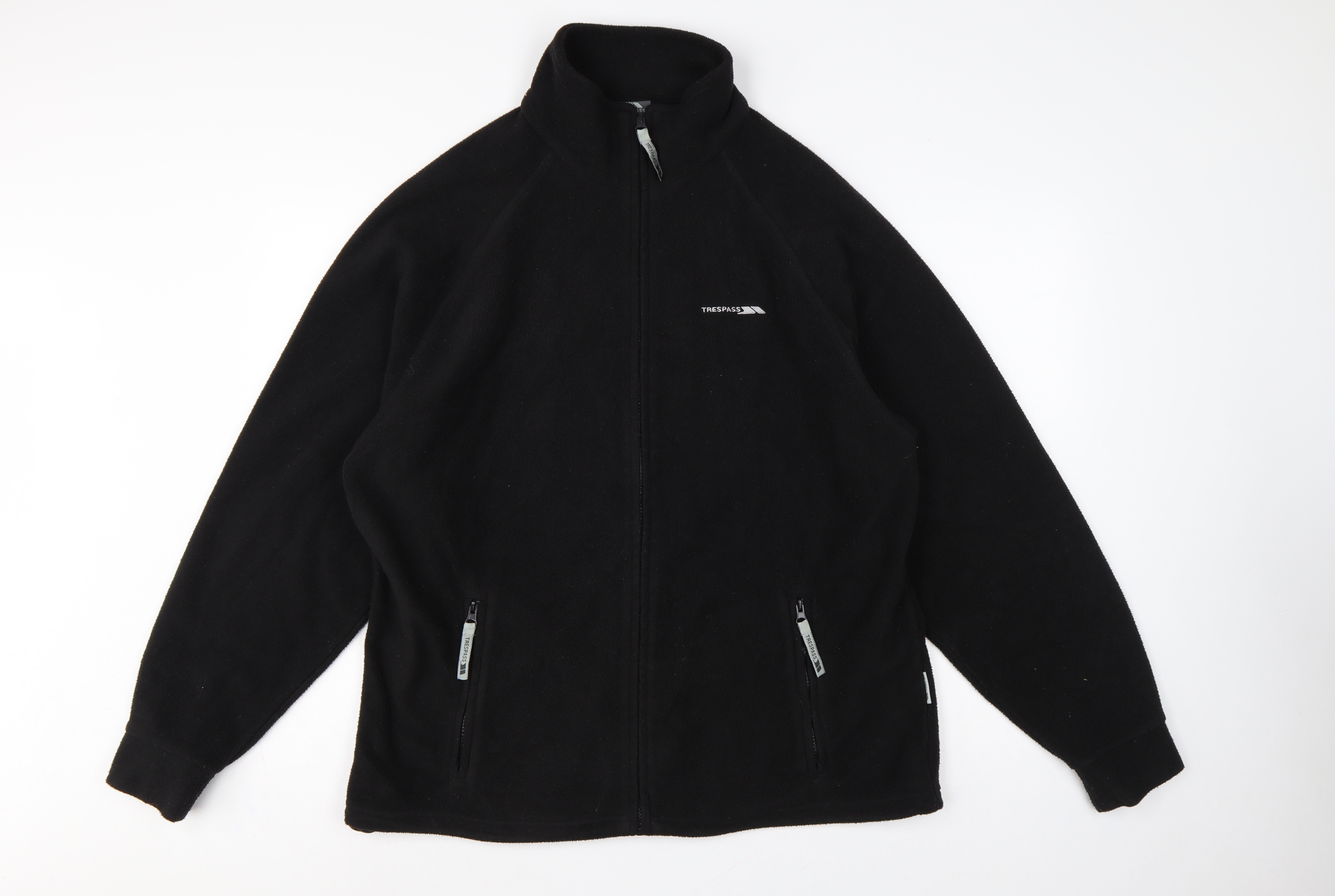 Mens Trespass Size L Basic Jacket Black Short Casual Full Zip Logo - reverse view