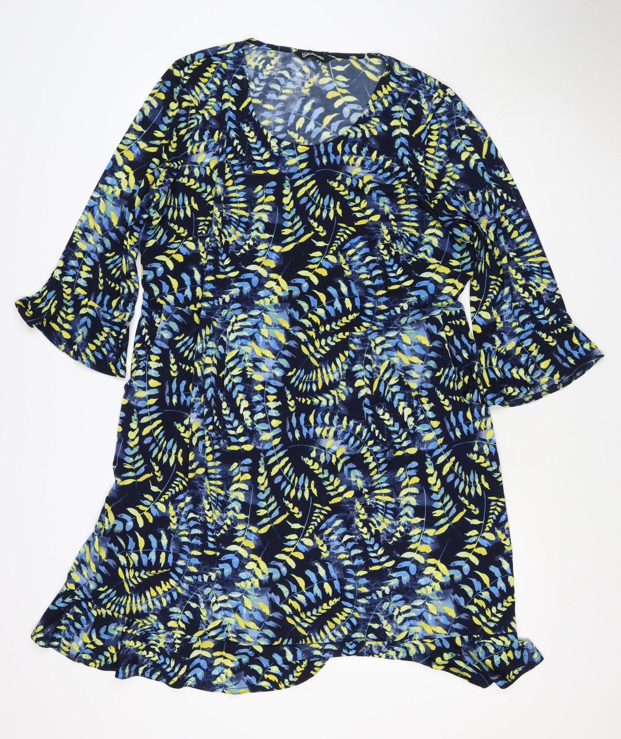 Womens Kaleidoscope Size 22 Kaftan Dress Multicoloured Floral Knee Length Casual - reverse view