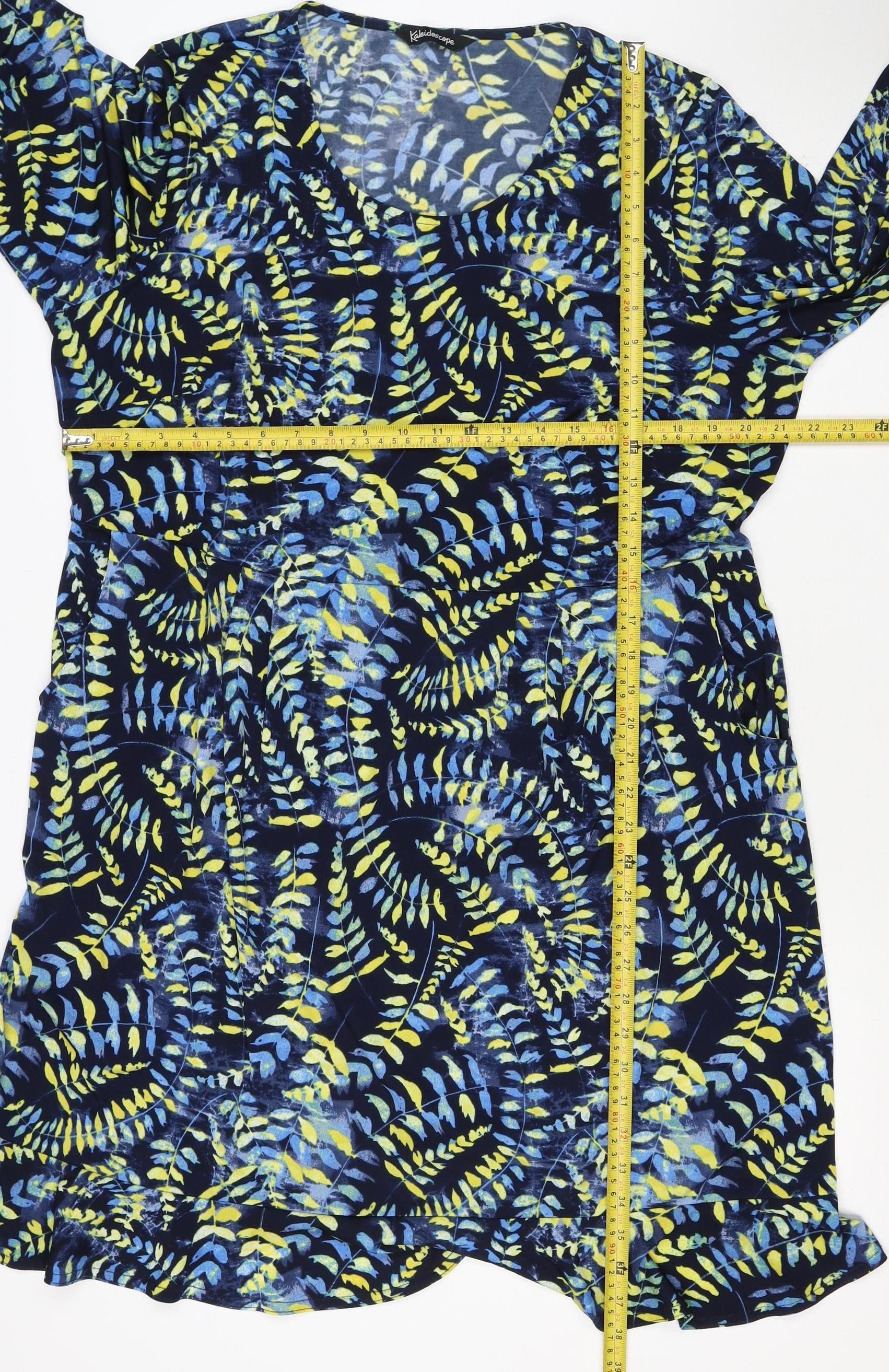 Womens Kaleidoscope Size 22 Kaftan Dress Multicoloured Floral Knee Length Casual - close detail
